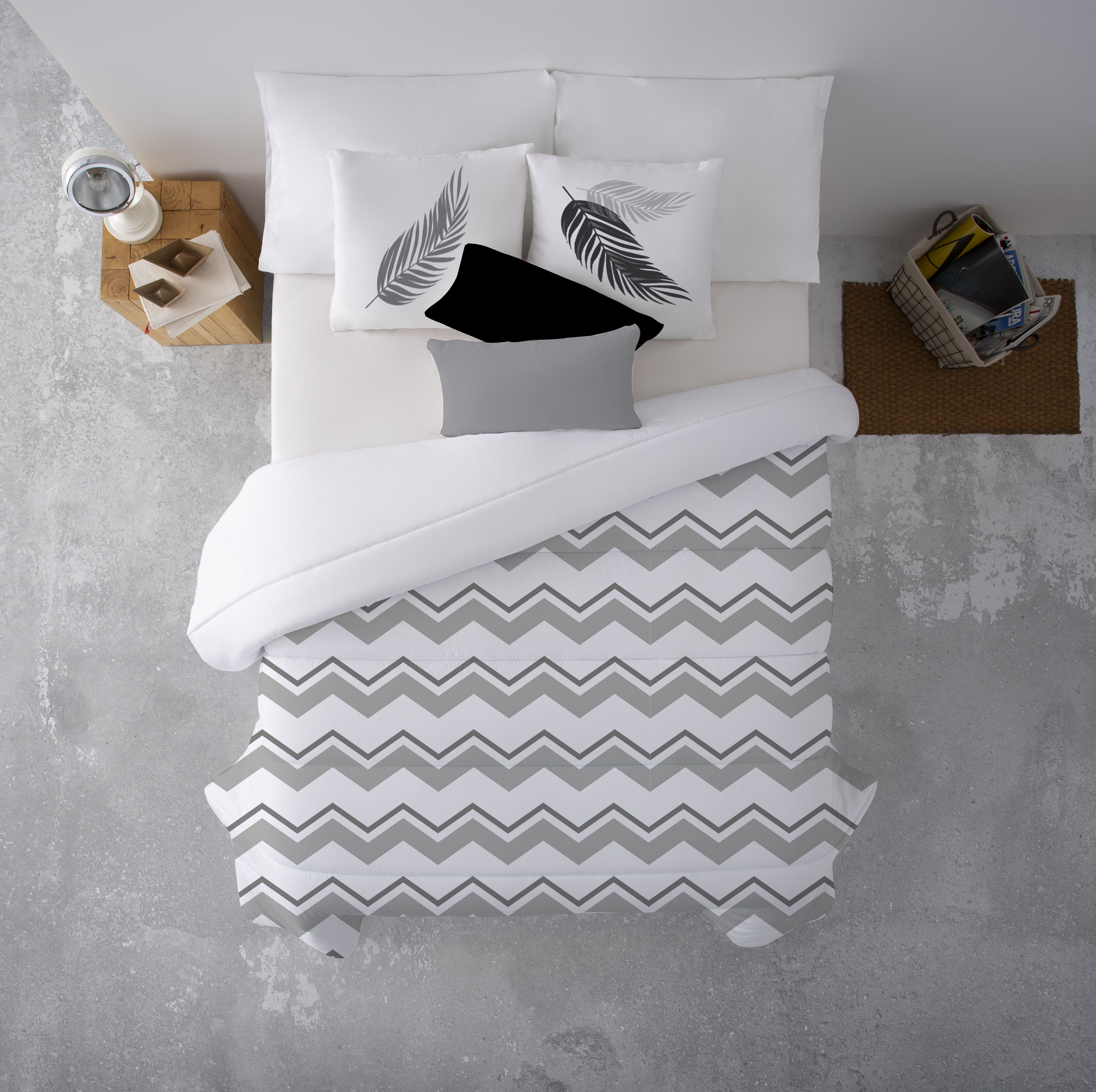 NORDIC HOME Edredón Nórdico 300 g Fibra Tacto Pluma | Diseño Zigzag Gris, Suave y Ligero