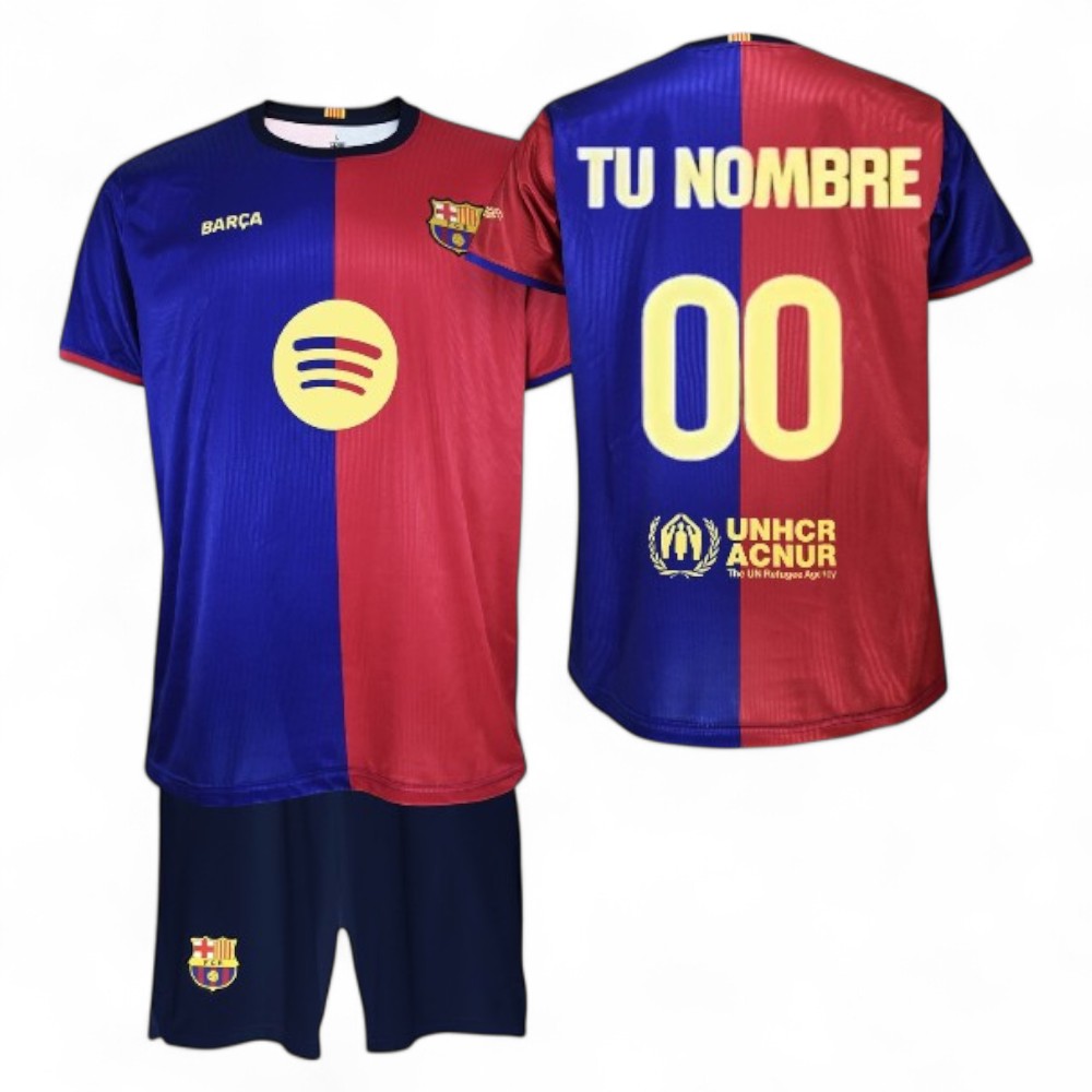 Futbol Club Barcelona Conjunto Personalizable Primera Equipación Temporada 2024/2025 - Réplica Oficial con Liciencia - Niño