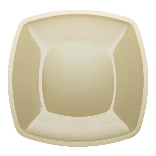 MONOUSO | Plato Duro Reutilizable PS Llano Crema "Square" 30cm (144 Uds)