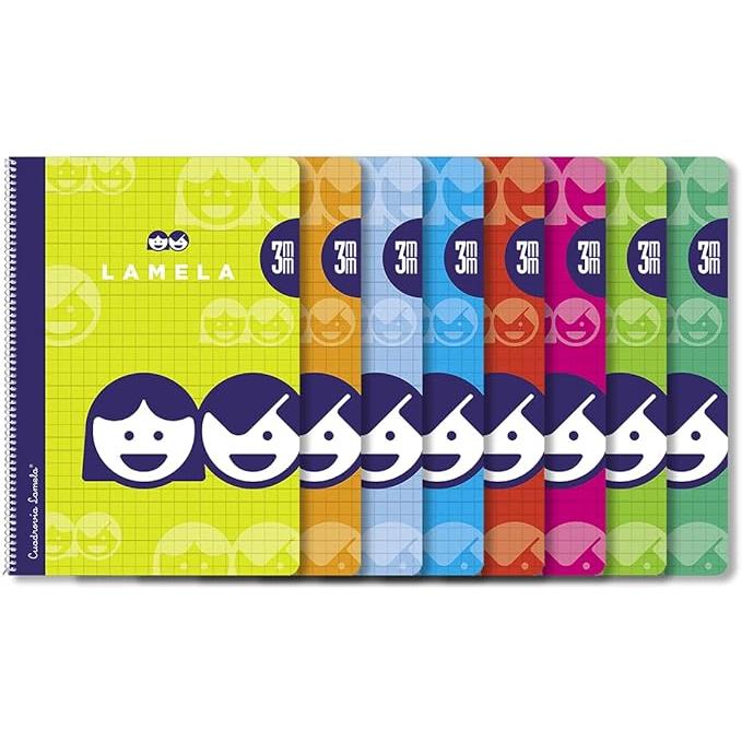 TopRed BLOC ESPIRAL CUADROVÍA (TAMAÑO A5 14.8x21cm) /40 HOJAS, COLORES SURTIDO, SET DE 5 CUADERNOS MARCA LAMELA
