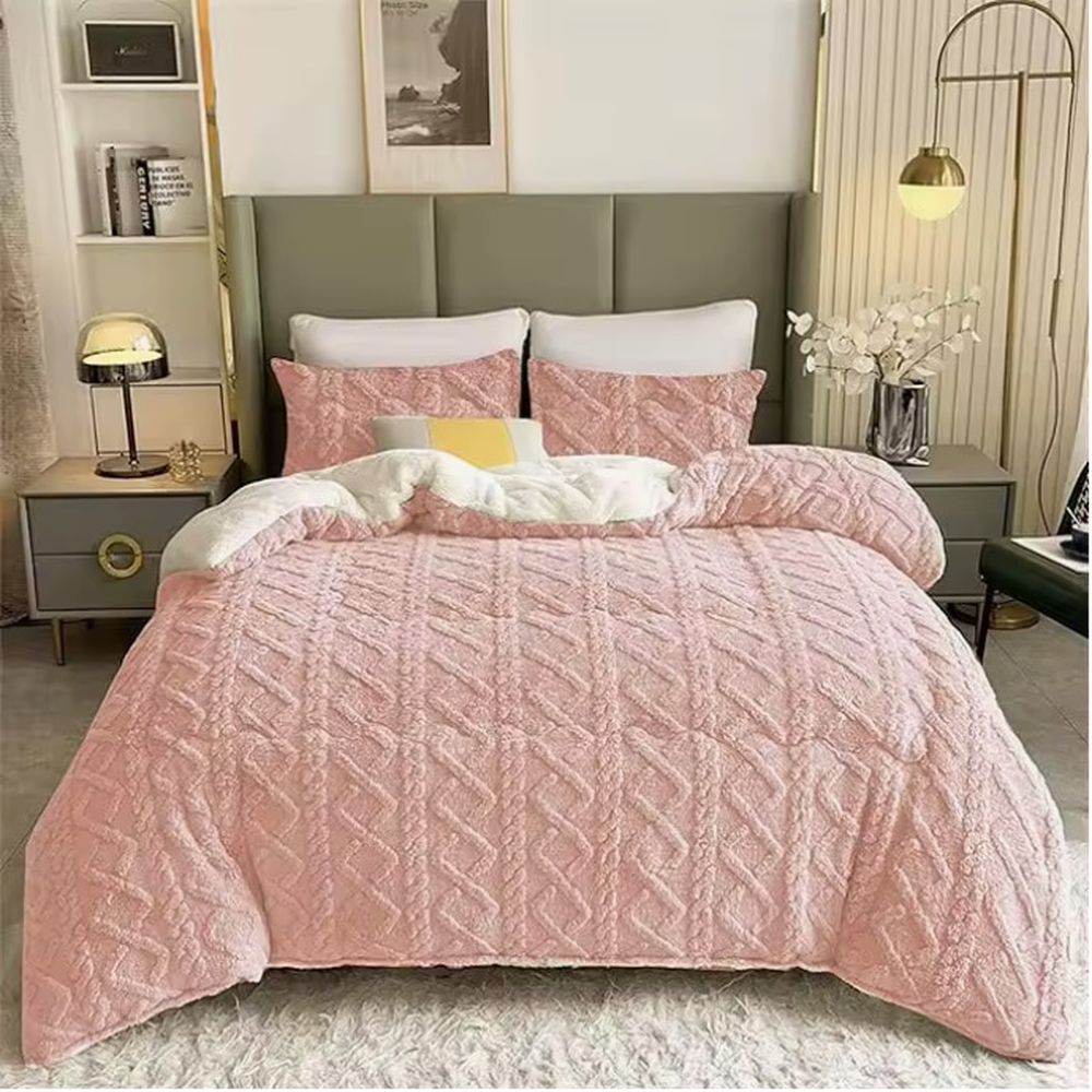 AYU SHOP Edredón Borrego 180 x 260c m/240 x 260 cm para Cama Individual o Matrimonio con funda para almohada, Edredón Nódico Invierno Cálido y Suave con Relleno de Micro Fibra Poliéster, Edredón Reversible Franela y Sherpa