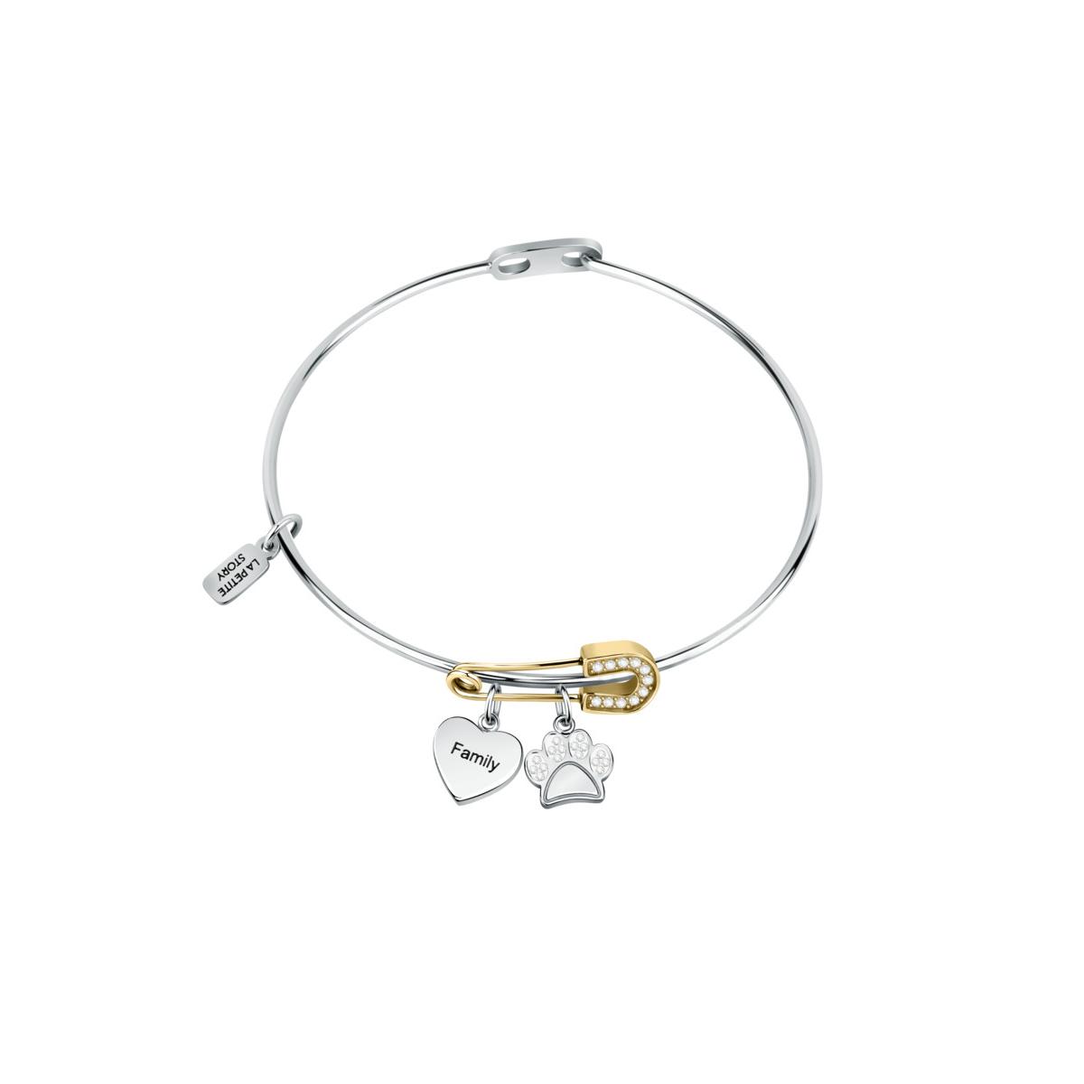 La Petite Story Pulsera Mujer Bang.safety Pin Yg+paw Opn/adj De Acero Blanco Lps05asf11
