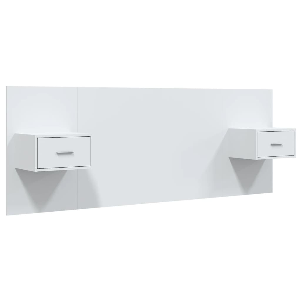 vidaXL Cabecero de cama con mesitas madera contrachapada blanco
