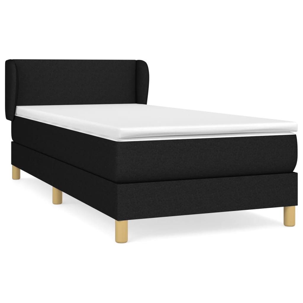 vidaXL Cama box spring con colchón tela negro 80x200 cm