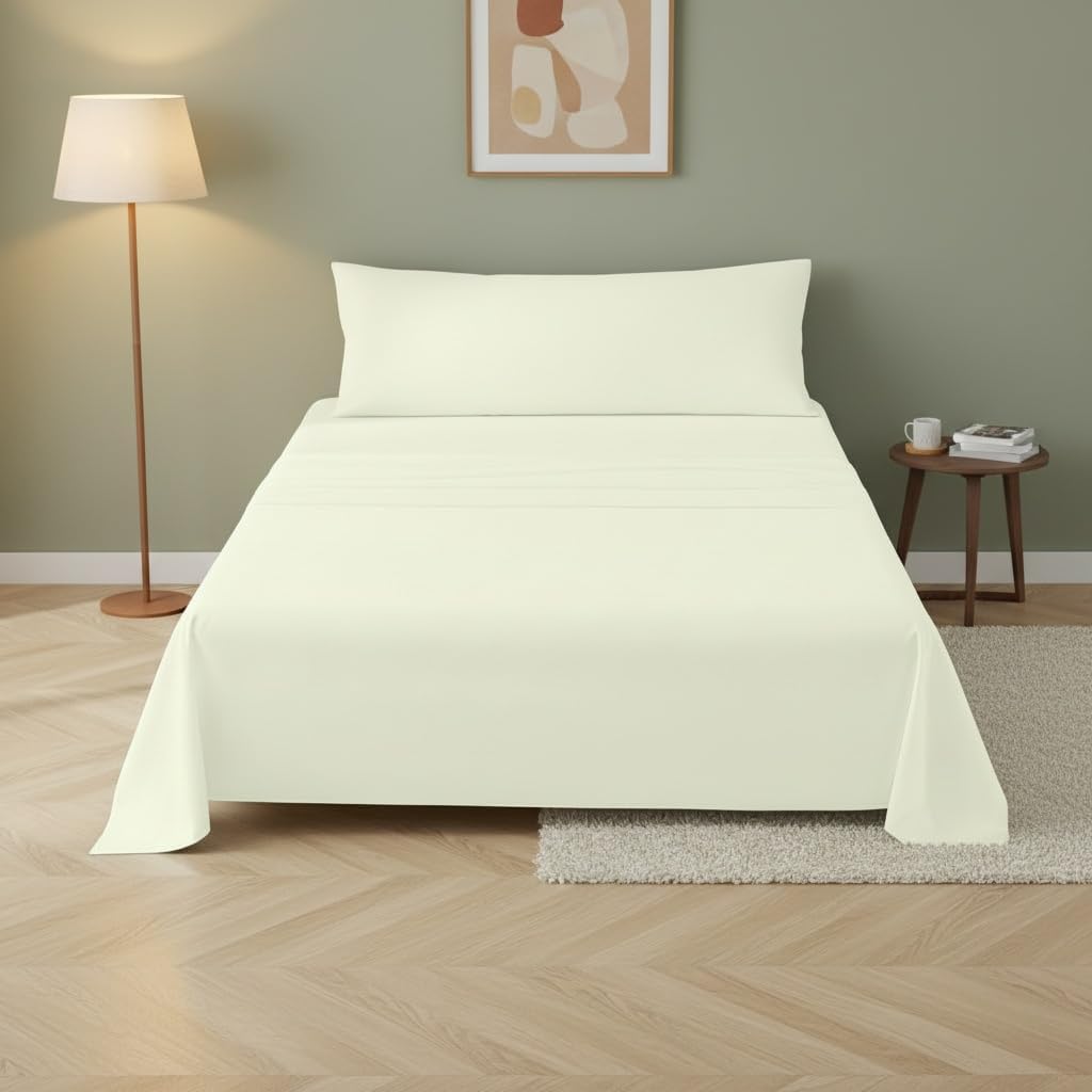 Juego de Sábanas para Cama90cm,100/105cm,135/140cm,150cm,180cm Lisa, 3 Piezas Incluye: Sábana Bajera, Sábana Encimera y Funda de Almohada - Suave y Fresca, Fácil de Lavar