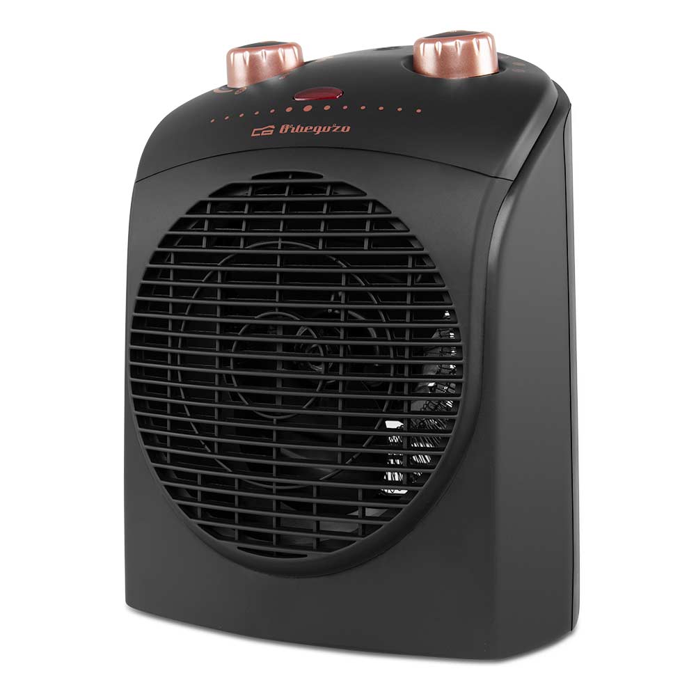 Orbegozo FH 5036 Calefactor Compacto 2200W – Termoventilador con Selector Rotativo de 3 Posiciones, Modo Ventilador, 2 Niveles de Calor Instantáneo (1100W/2200W), Termostato Regulable y Asa de Transporte
