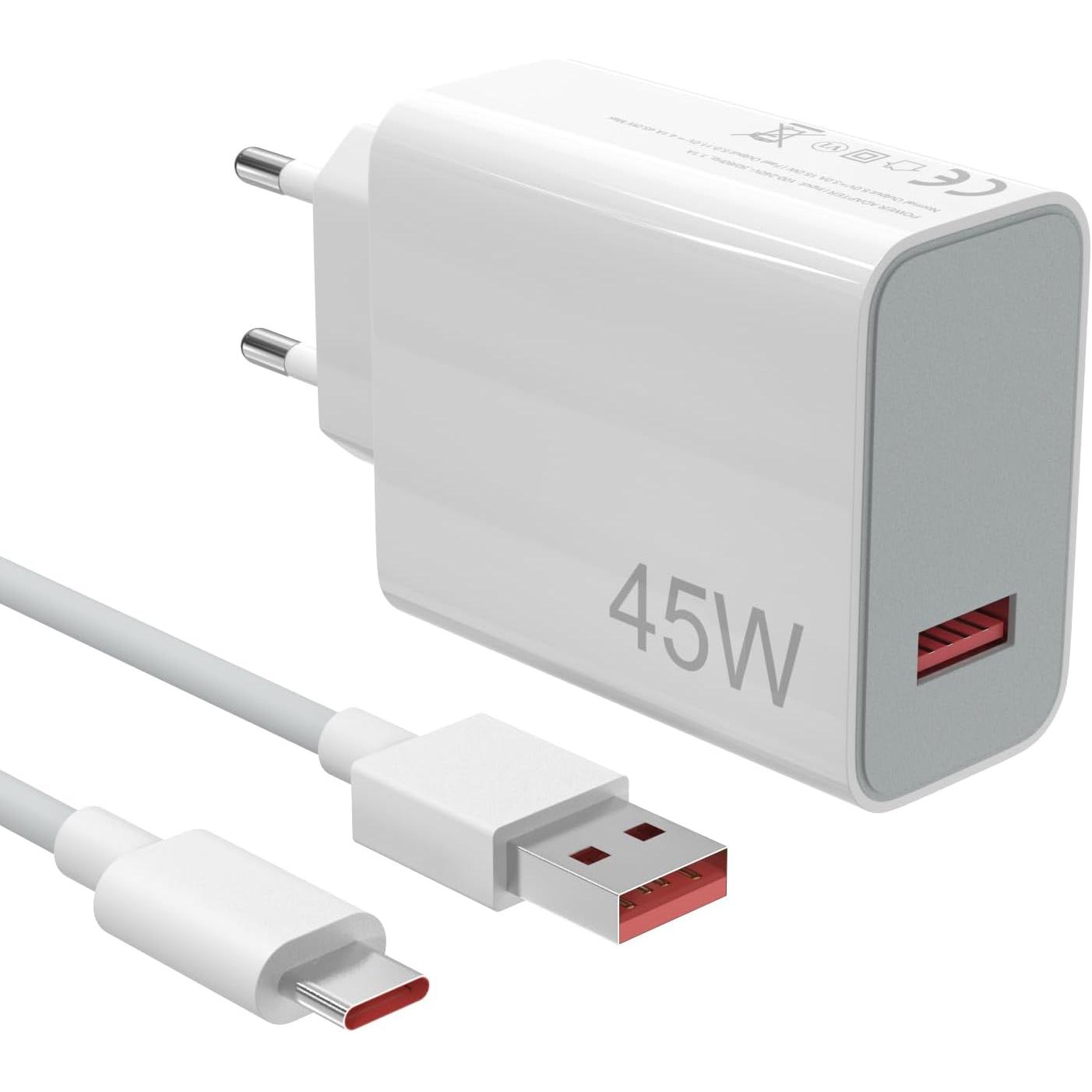 45W Cargador Rapida y 6A Cable USB C Compatible con Xiaomi Redmi Note 14 Pro 5G,Note 13, Poco X7, M7 P ro, M6, Mi 10T Lite, Pad 7/6 / 5, Redmi K80 Pro Adaptador Cargador