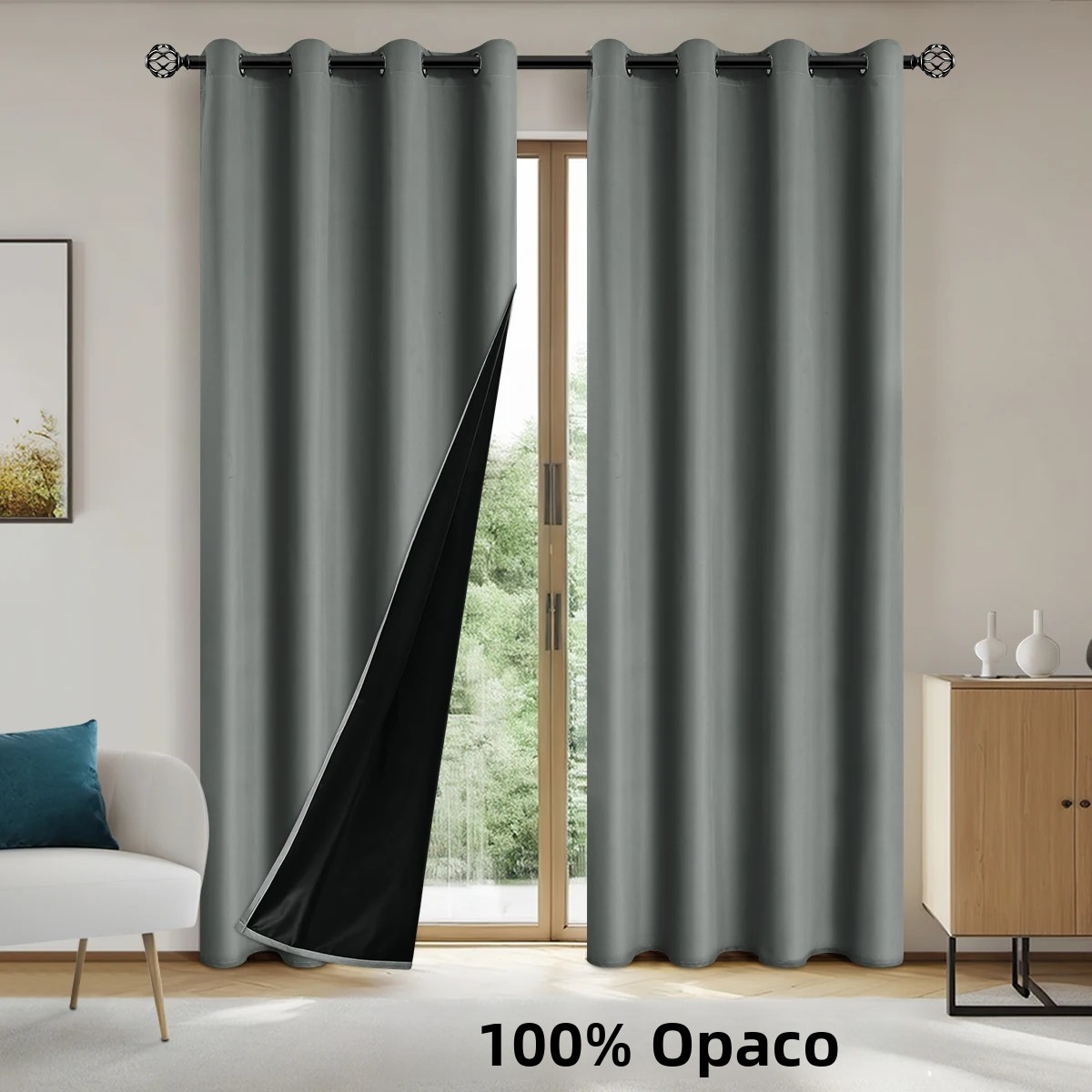MOV Cortinas De Blackout 100% En Color Sólido Para Protección Solar Y Aislamiento Total Para Dormitorio Y Sala De Estar