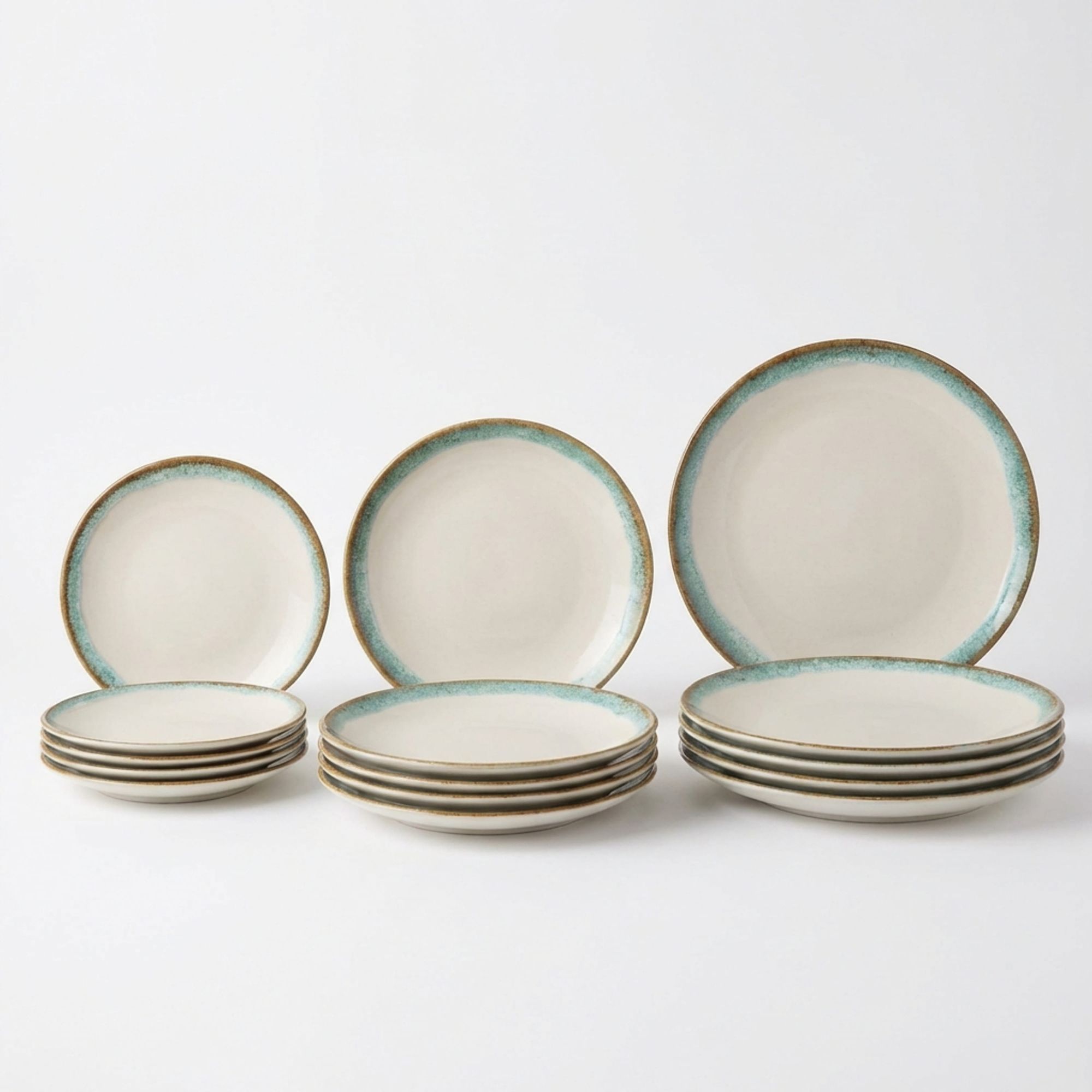SANTA CLARA | Vajilla Completa 12 Piezas de Cerámica Stoneware para 4 Personas, Forma Coupe Redonda, Diseño Decorado Actual, Apta para Microondas y Lavavajillas, Uso Diario en Hogar y Cocina