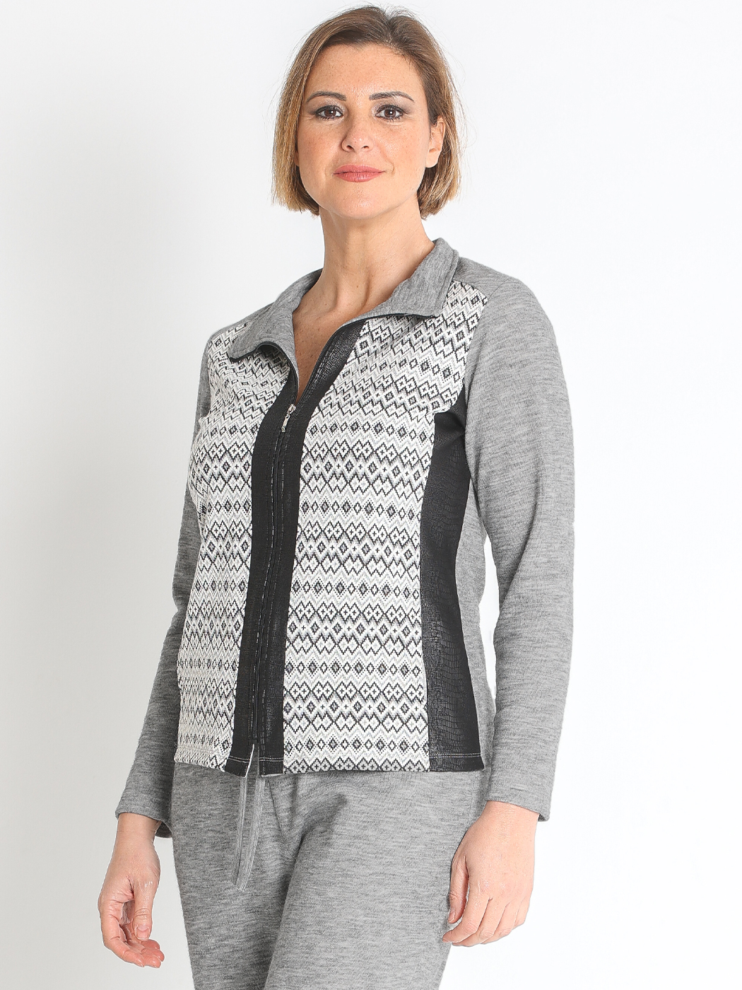 371442N CHAQUETA COMBINADA PUNTO JACQUARD