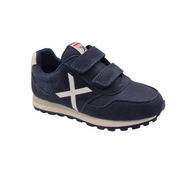 Zapatillas Deportivas Vestir Para Niños Con Velcro, Marca Munich, En Color Azul Marino. Munich Dash