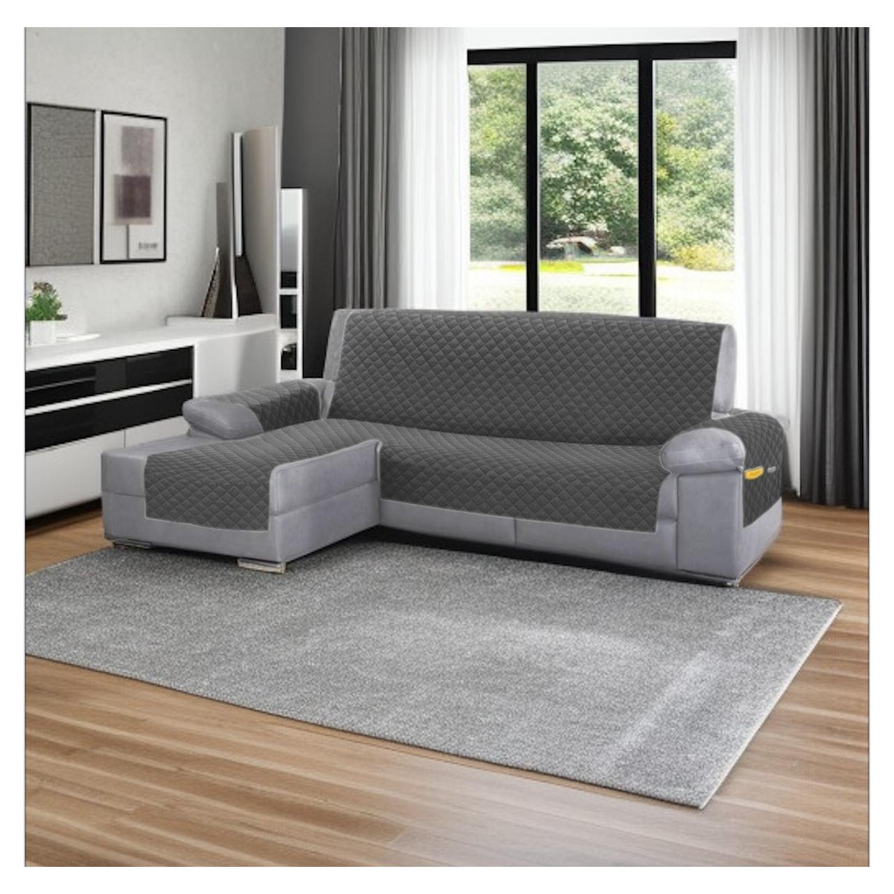 Cubre sofá chaise longue acolchado con bolsillos 240cm / 280cm
