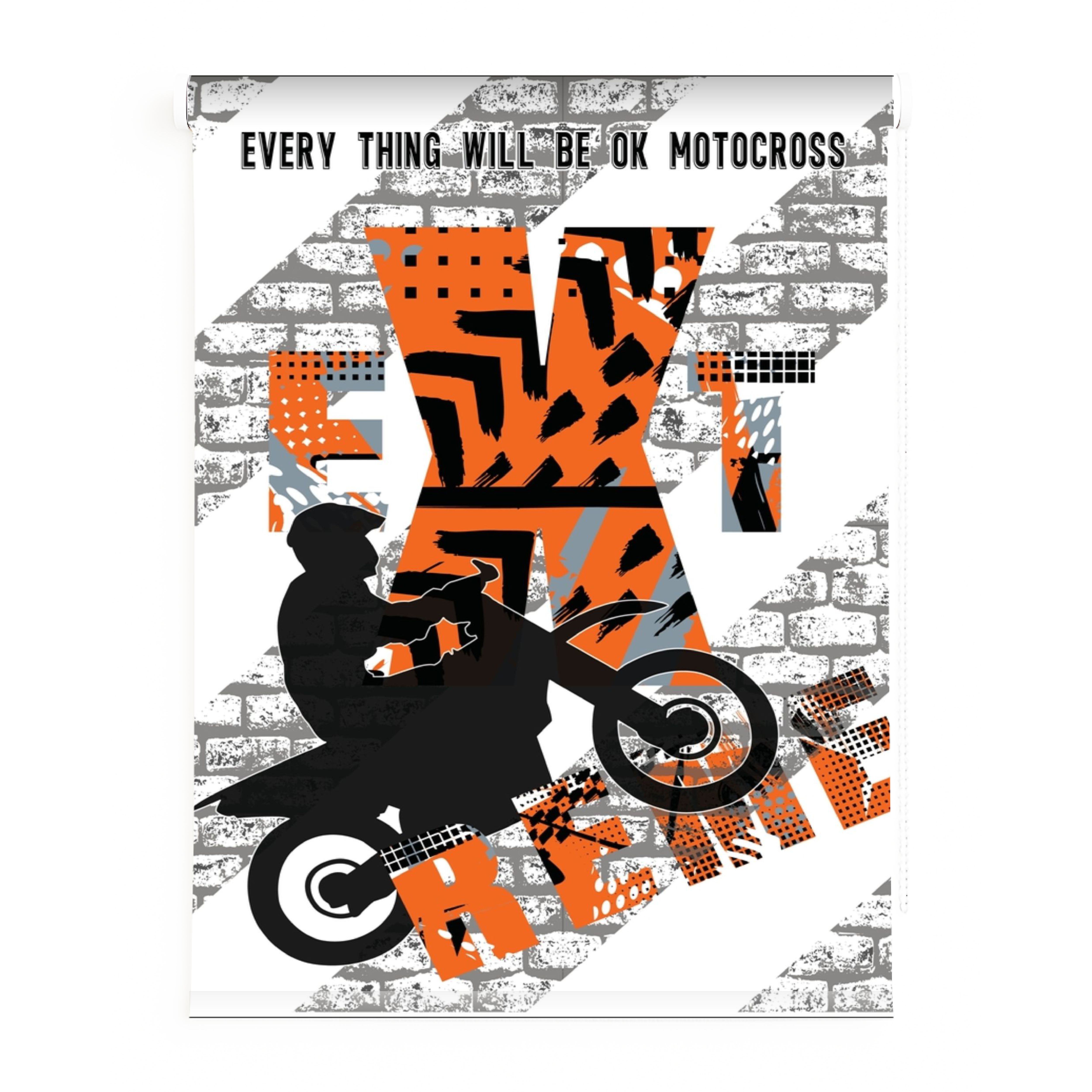 Estores Iroa -Estor enrollable Juvenil Motocross Translúcido - Fácil Instalación - Tejido Translucido Premium- Fabricado artesanalmente en España- Alta calidad