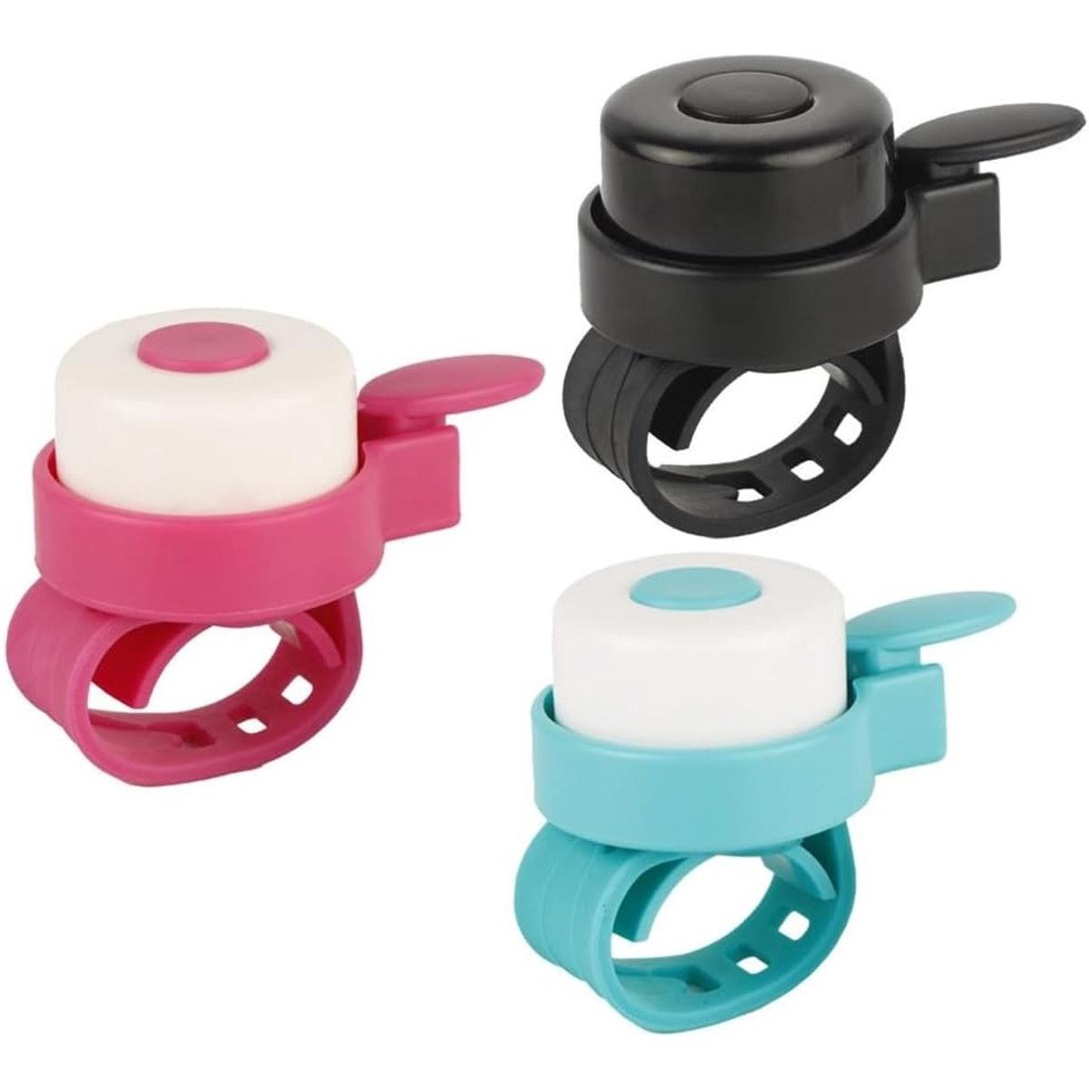 Timbres para bicicleta - Paquete de 3 - Timbres para bicicletas infantiles - Alarma para bicicleta - Sonido fuerte - Timbre para andador de bebé - Correas ajustables - Giratorio 360° - Fácil de instalar y quitar - Adecuado para bicicletas infantiles, bici