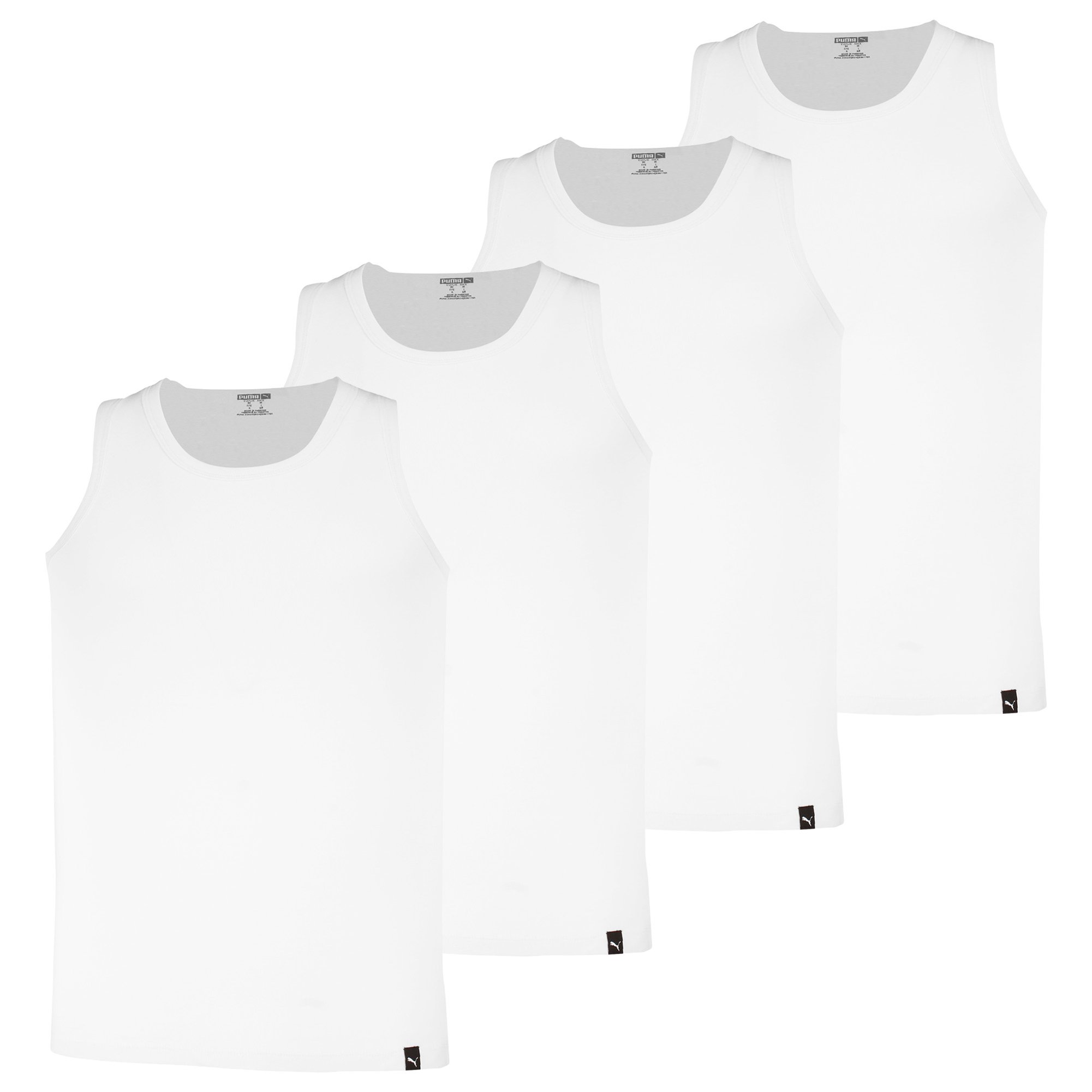 PUMA Camisetas sin mangas para hombre, pack de 4 - Camiseta sin mangas 4P, camiseta interior, cuello redondo, corte regular Tank Top 4P