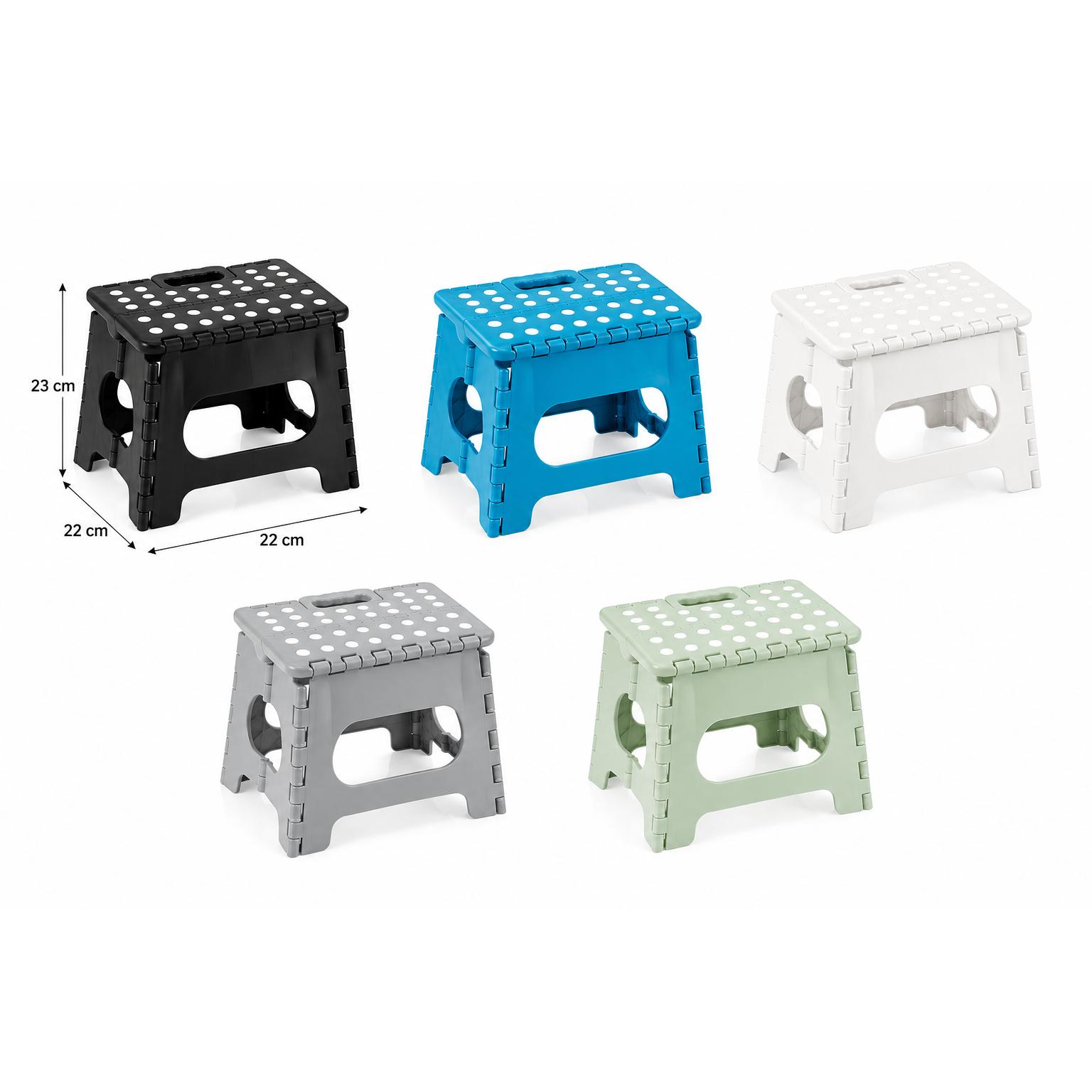 Taburete plegable antideslizante de plástico resistente para hogar, jardín y camping, soporta 150 kg, ligero y compacto con asa integrada