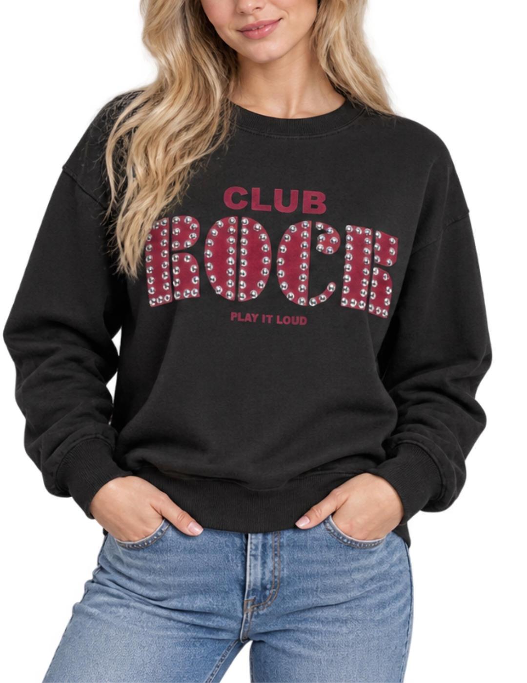 Sudadera Only Olise negra Rock sin capucha para mujer