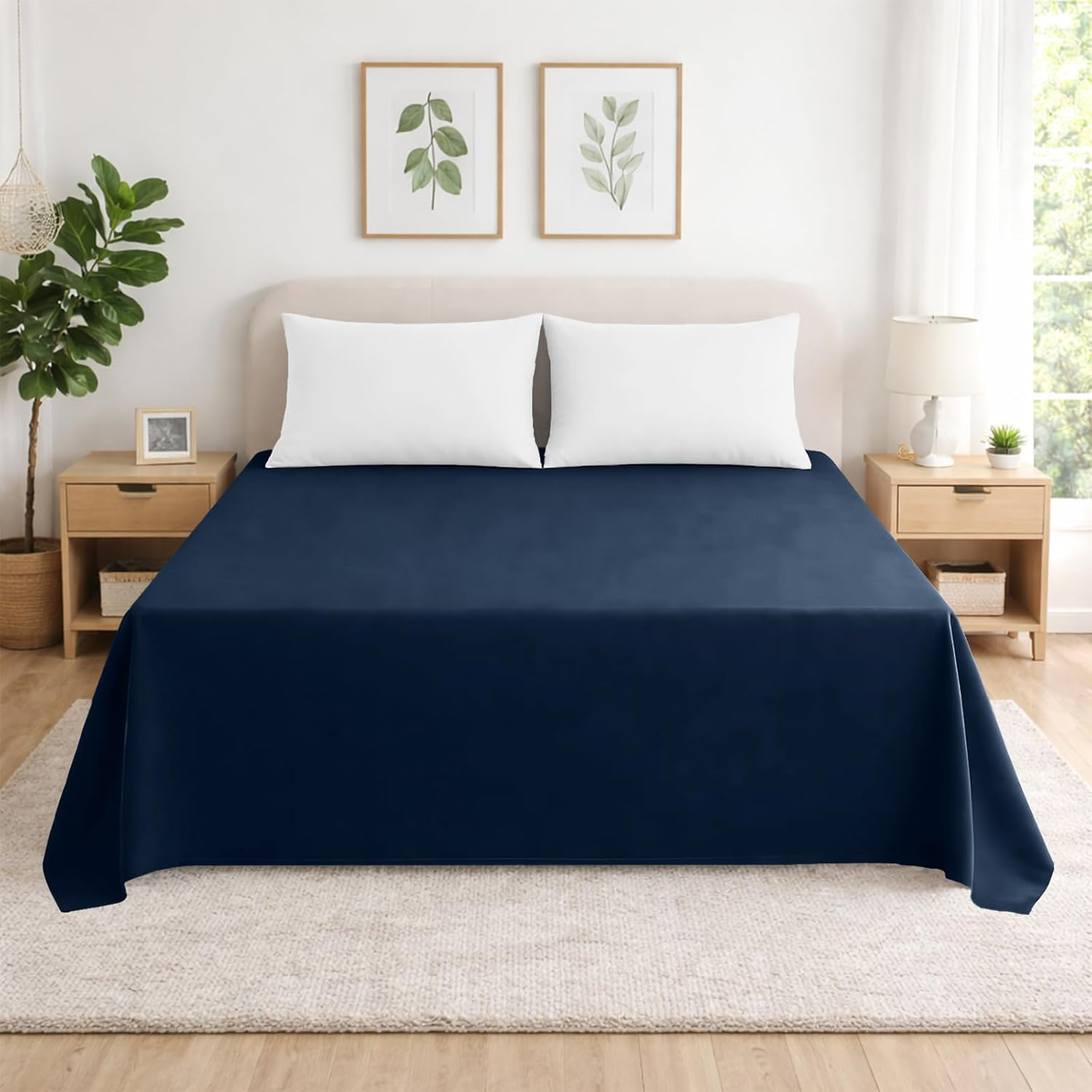 Sábana Plana, Sábana Encimera 100% Poliéster, Suave y Resistente, cama 90/105/135/150/160/180 cm