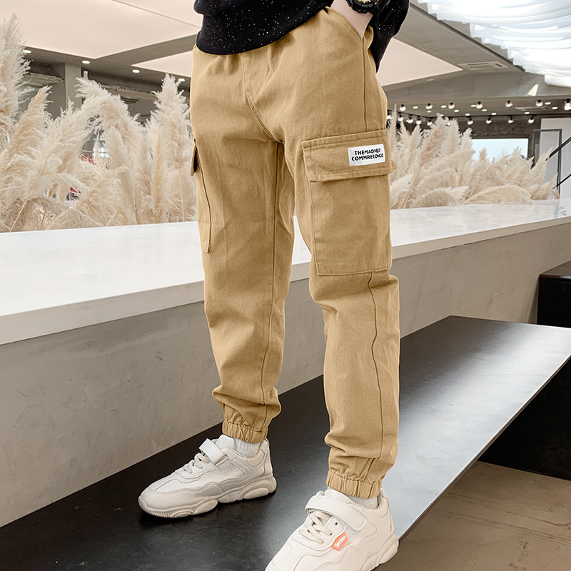 TK Pantalones De Cargo Para Niños Moda Primavera Otoño Con Letras Deportivas Estilo Casual Delgados Cintura Media Talla Verdadera