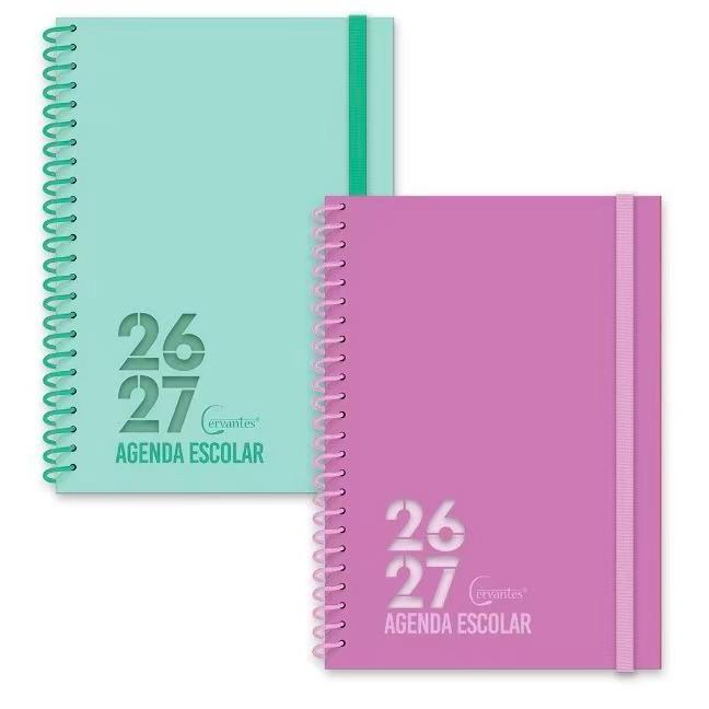 Agenda Escolar 2026-2027 - Agenda Escolar desde Septiembre 2026 a junio 2027- Diseño en Portada días por página ,tamaño A5 15X21 ,tapa plástico ,Encuadernación espiral cierre con goma,papelería bonita.