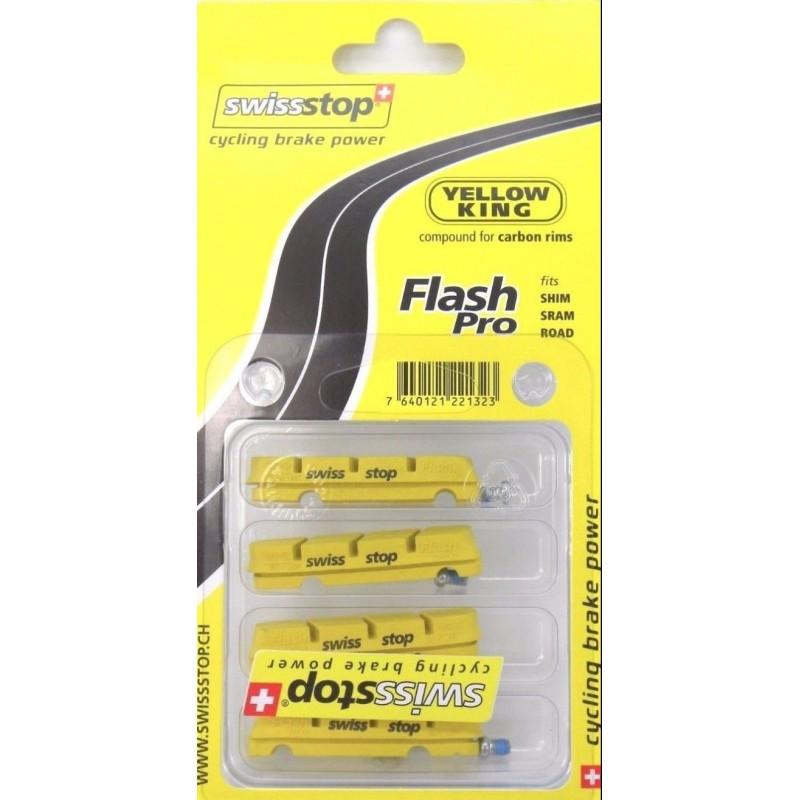 SWISSSTOP | Zapatas De Freno Flash Pro Compatible Shimano-Sram Carbono Amarillo - USO: LLANTAS CARBONO. Compatible: Shimano / Sram Color: Amarillo.