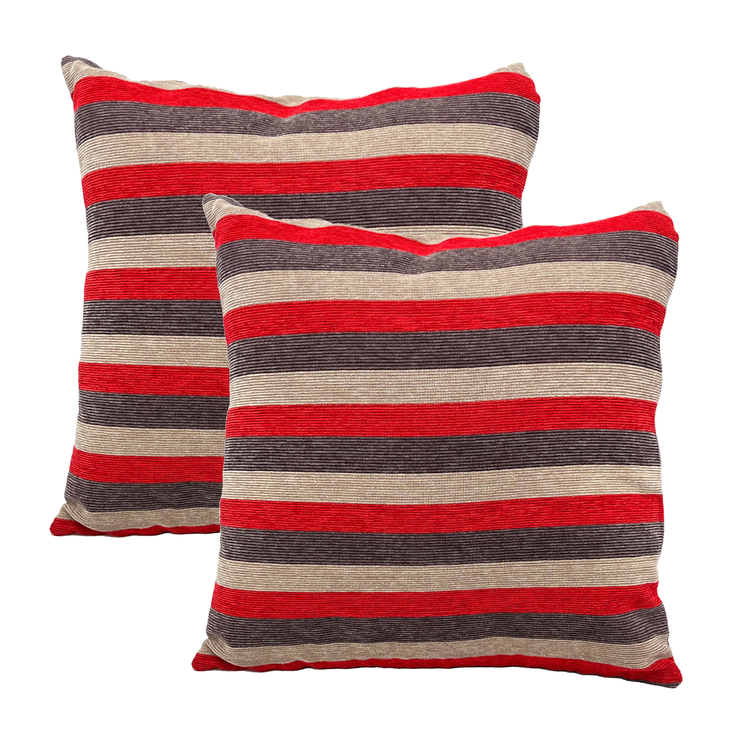 Funda Chenilla Multicolor & MultiTamaño 2Pack-Diseño de Rayas,Lisa y Suave para sofá, sillón, Silla 40x40, 50x50, 60x60 y 40x60 cm.
