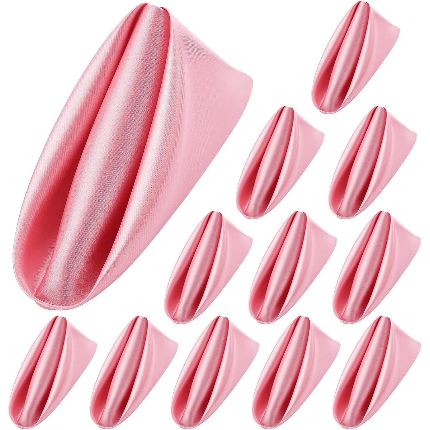 12 servilletas de satén suaves, servilletas de mesa cuadradas de 17 x 17 pulgadas para restaurante, boda, fiesta, decoración de cenas