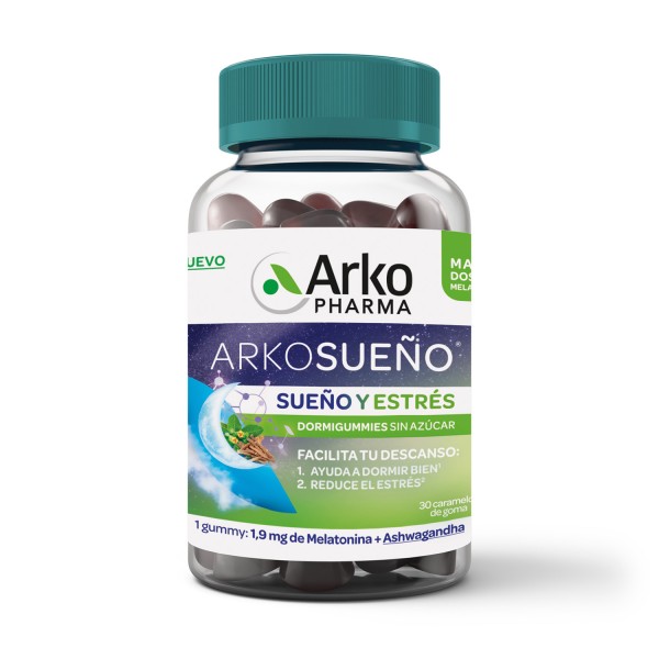 Arkopharma Arkosueño Sueño y Estrés Melatonina + Ashwagandha 30 Dormigummies Sin Azúcar