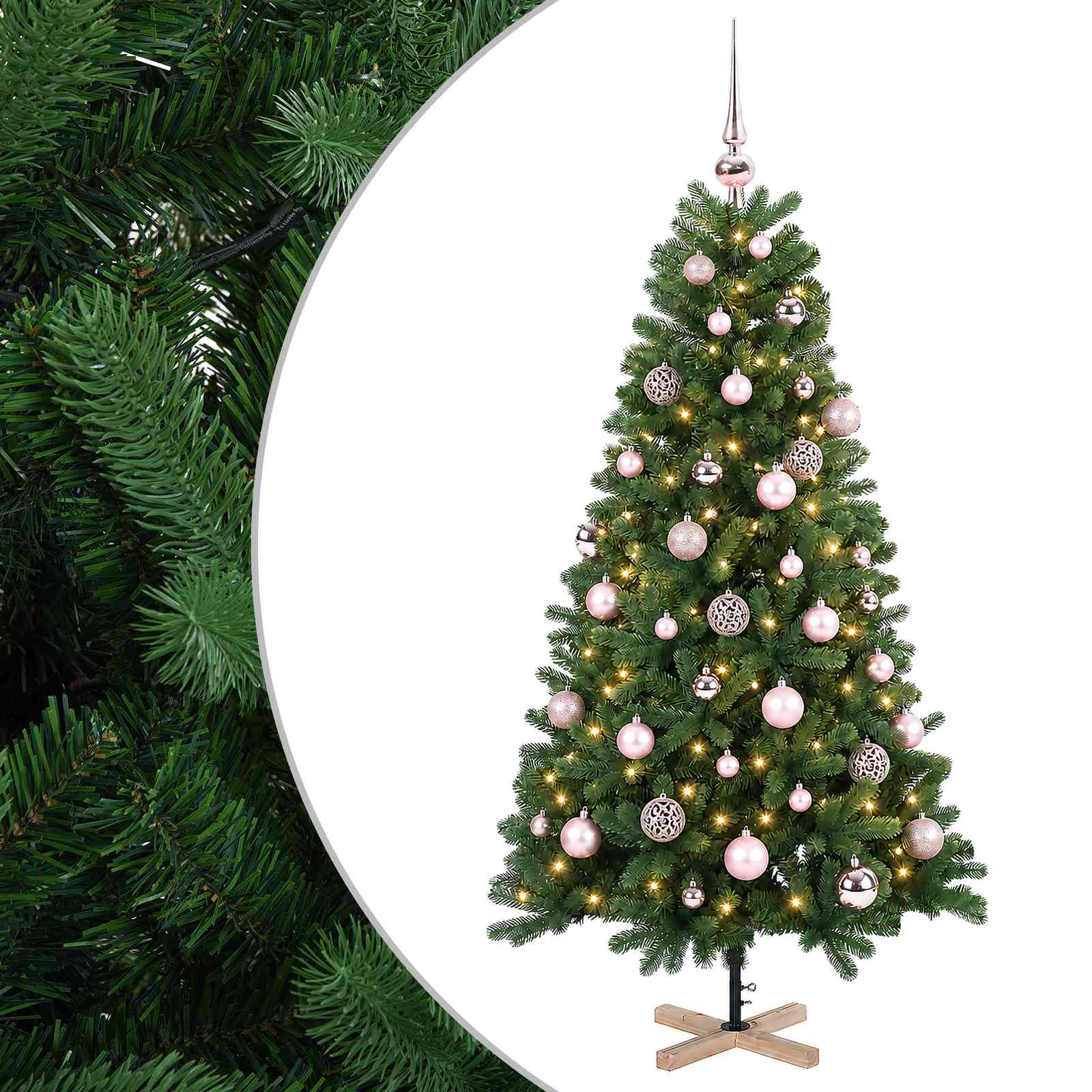 vidaXL Árbol de Navidad artificial con bolas 120 cm 150 LED