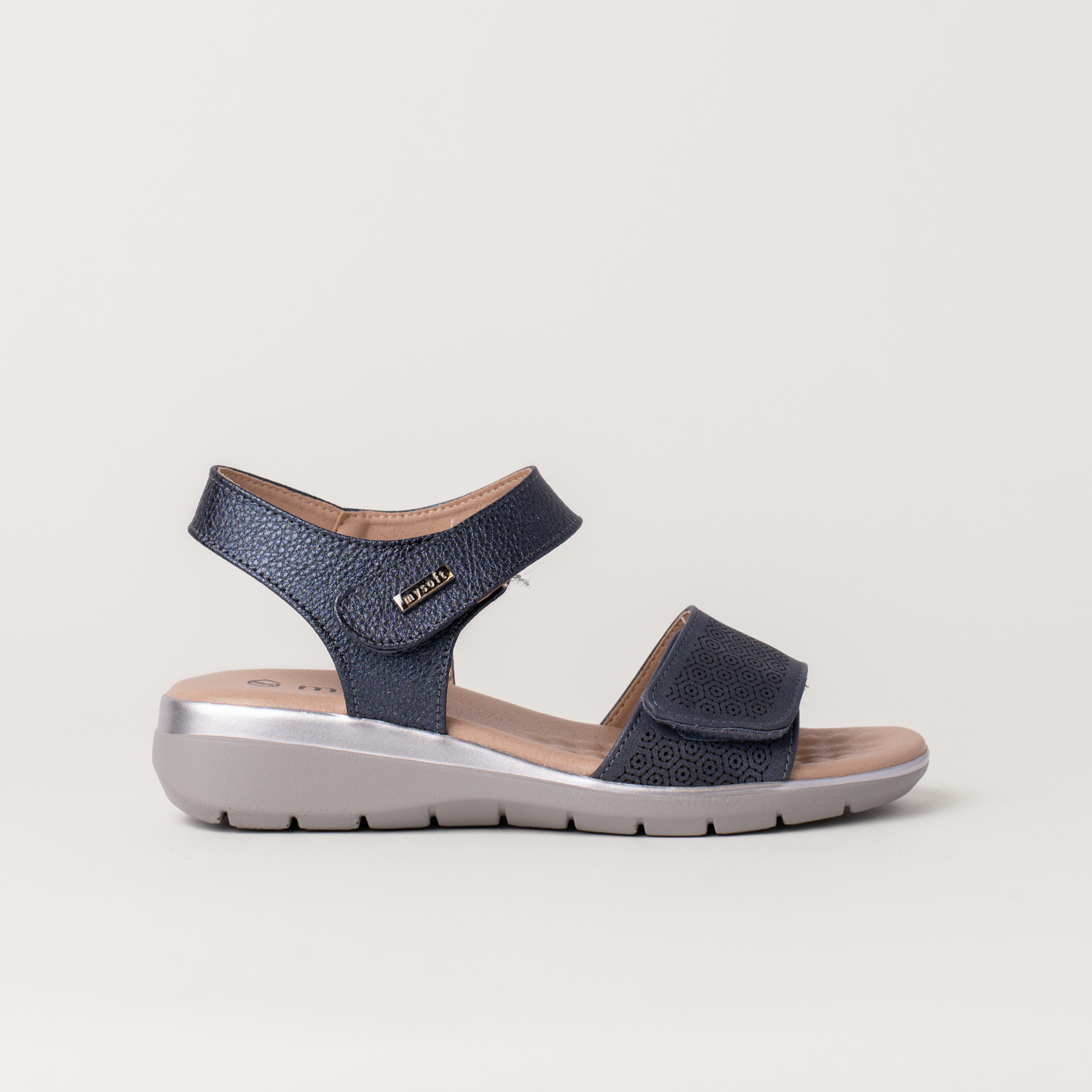 Mysoft 25M001 Sandalias con cuña de mujer y cierre velcro