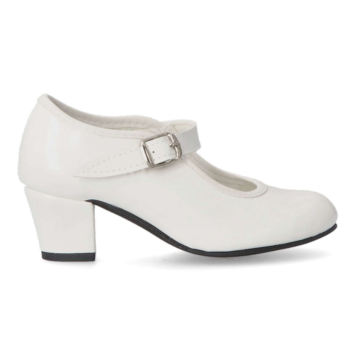 Peke's by Vanessa - Zapatos flamencos PEKES Blanco Feria para romerías y ferias, cómodos y elegantes con hebilla de seguridad