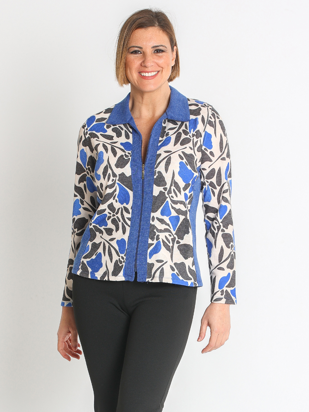 371080N  CHAQUETA PUNTO LANOSO ESTAMPADO FLORES
