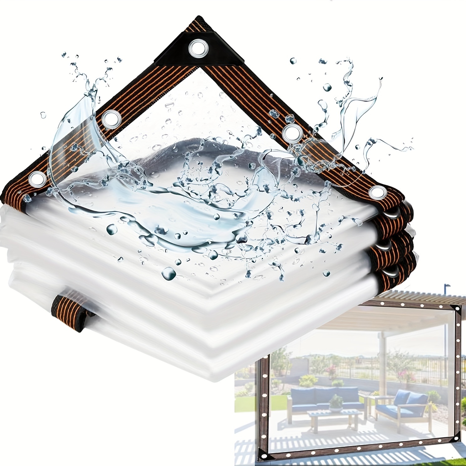TK Lonas transparentes impermeables con ojales, para Patio, para cubrir invernadero, porche, dosel, planta, Camping, 1 ud.