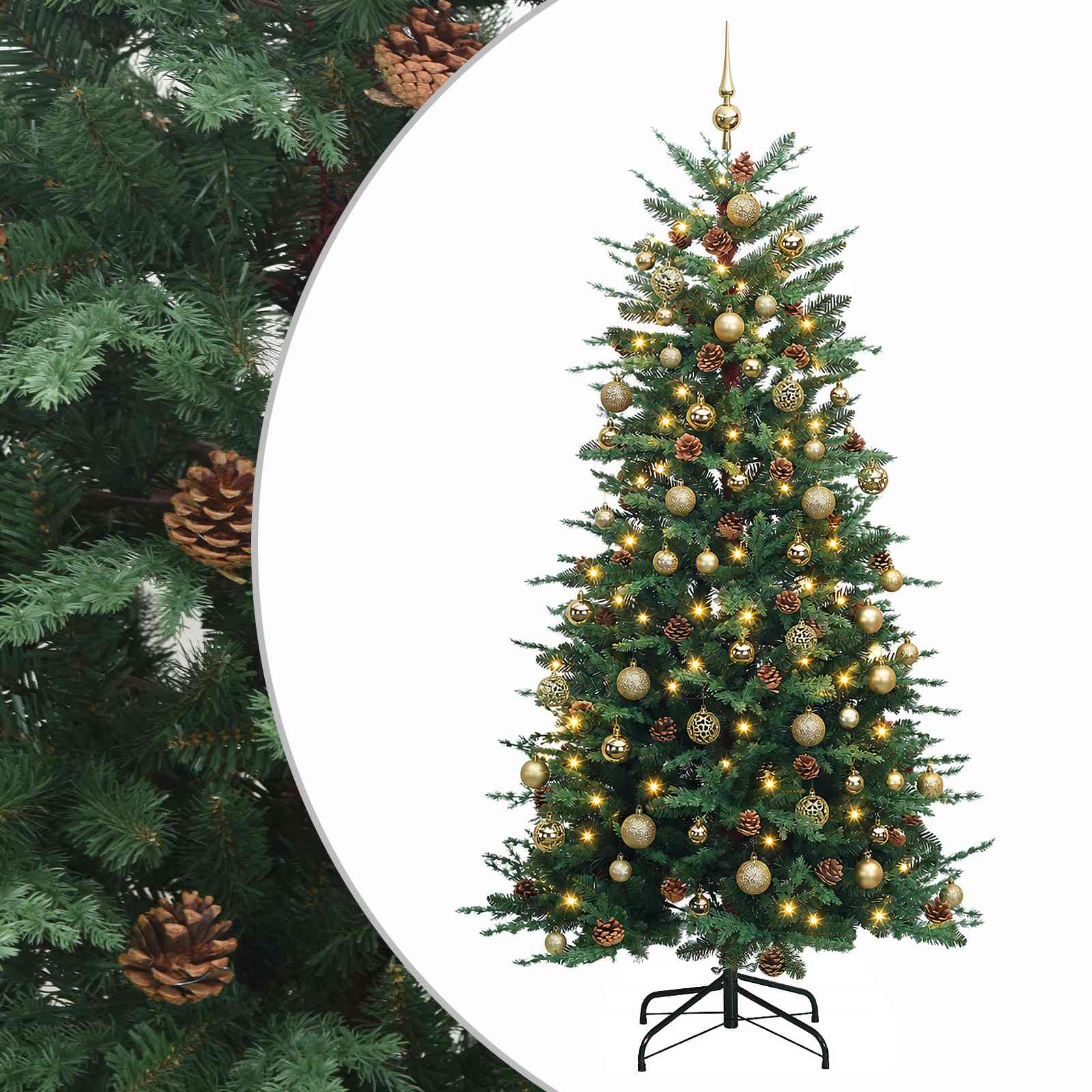 vidaXL Árbol de Navidad artificial con bolas 180 cm 300 LED