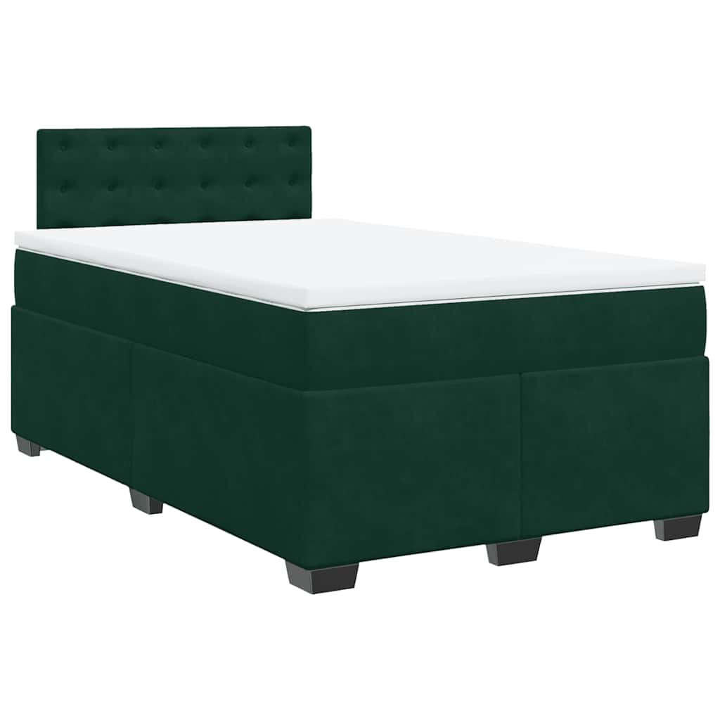 vidaXL Cama box spring con colchón terciopelo verde oscuro 120x190 cm