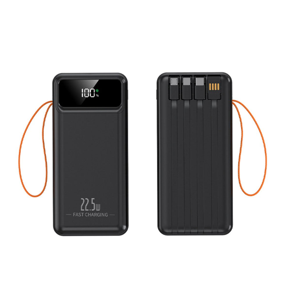 ALMALUX Power Bank 60000mAh Carga Rápida 22.5W 6 Dispositivos Pantalla LED Linterna Cables Integrados Portátil Viaje USB Pro