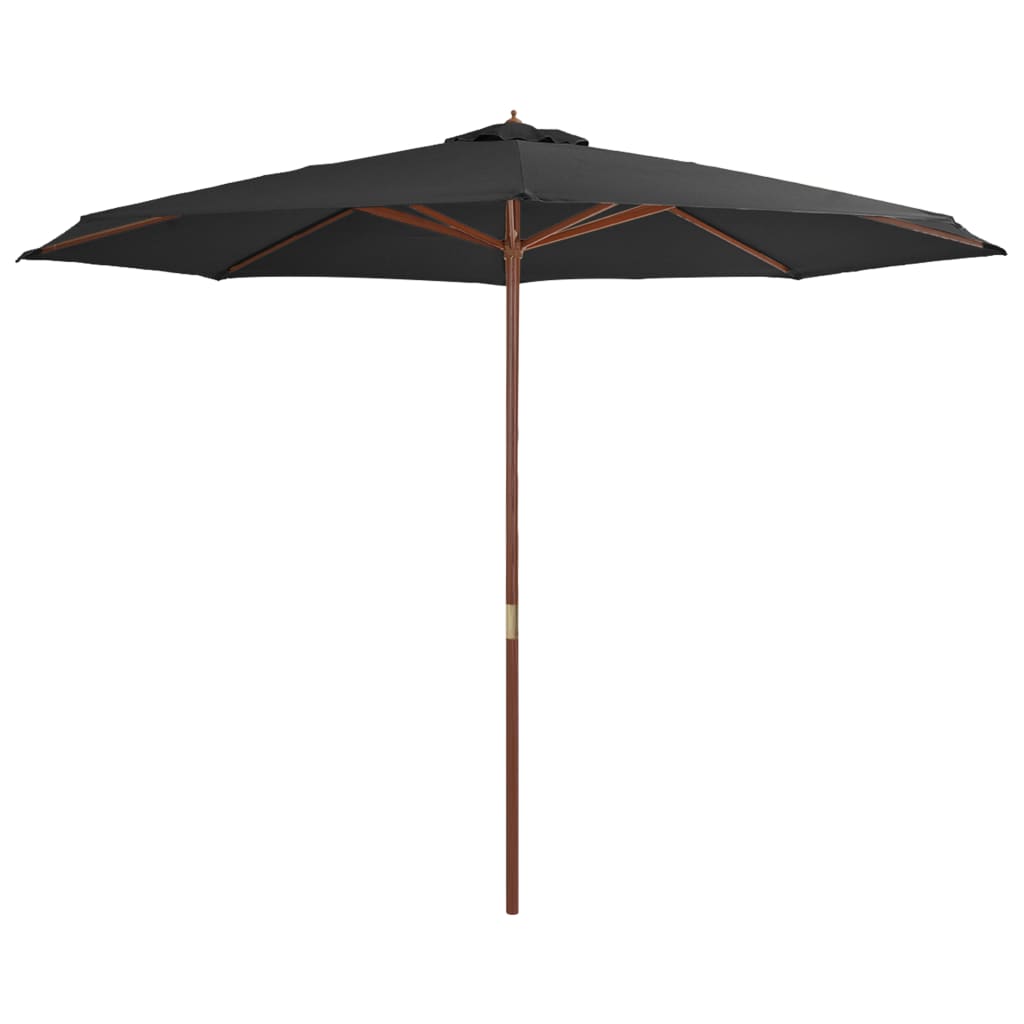 vidaXL Sombrilla de jardín con palo de madera 350 cm Color Blanco arena, Verde, Antracita