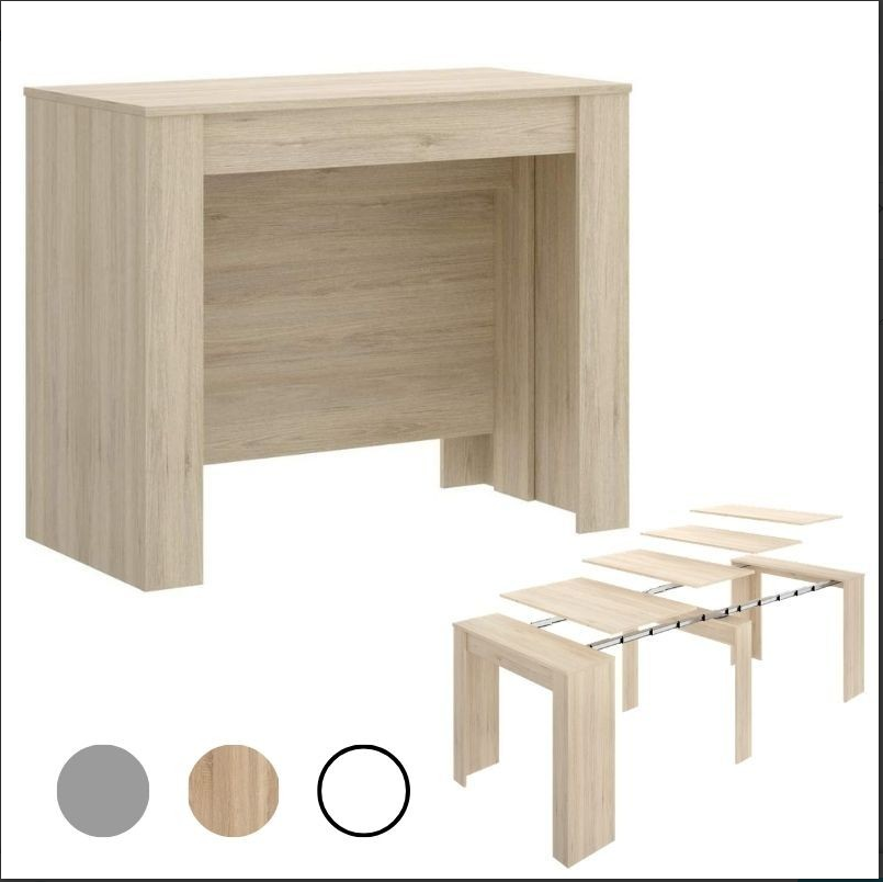 MOBELCENTER - Mesa de Comedor Consola Extensible, Mesa para Salón recibidor o Cocina, Mesa Sistema Fuelle Extensible, Color Roble Canadian (1103)