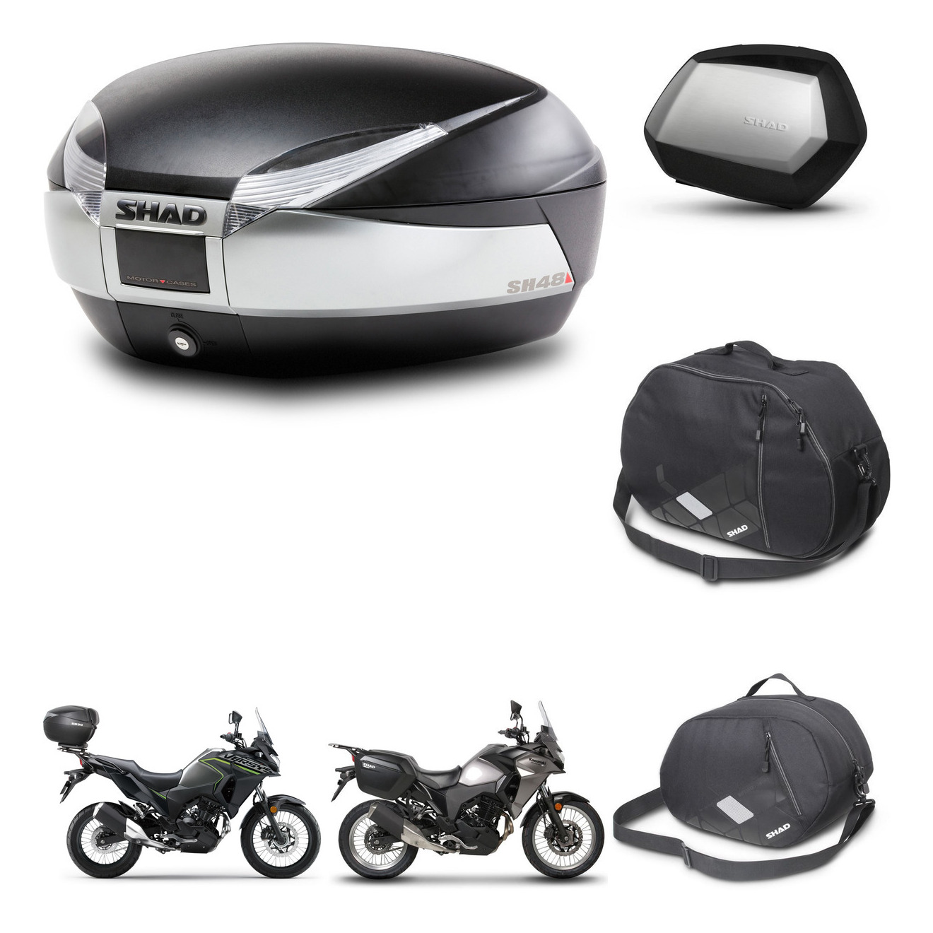 Maletas Laterales + Baul Trasero + Accesorios + Herraje 3P + Herraje Montaje Sh48 Titanium Premium Sc Sh35 Premium KIT-270861