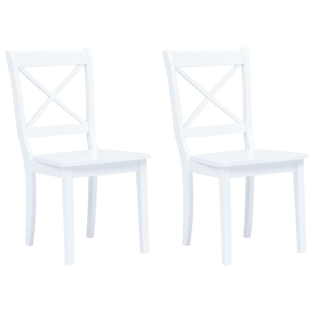 vidaXL Sillas de comedor 2 unidades madera maciza de caucho en color Blanco/blanco y natural | cómodas modernas ergonómicas para comedor cocina salón hogar