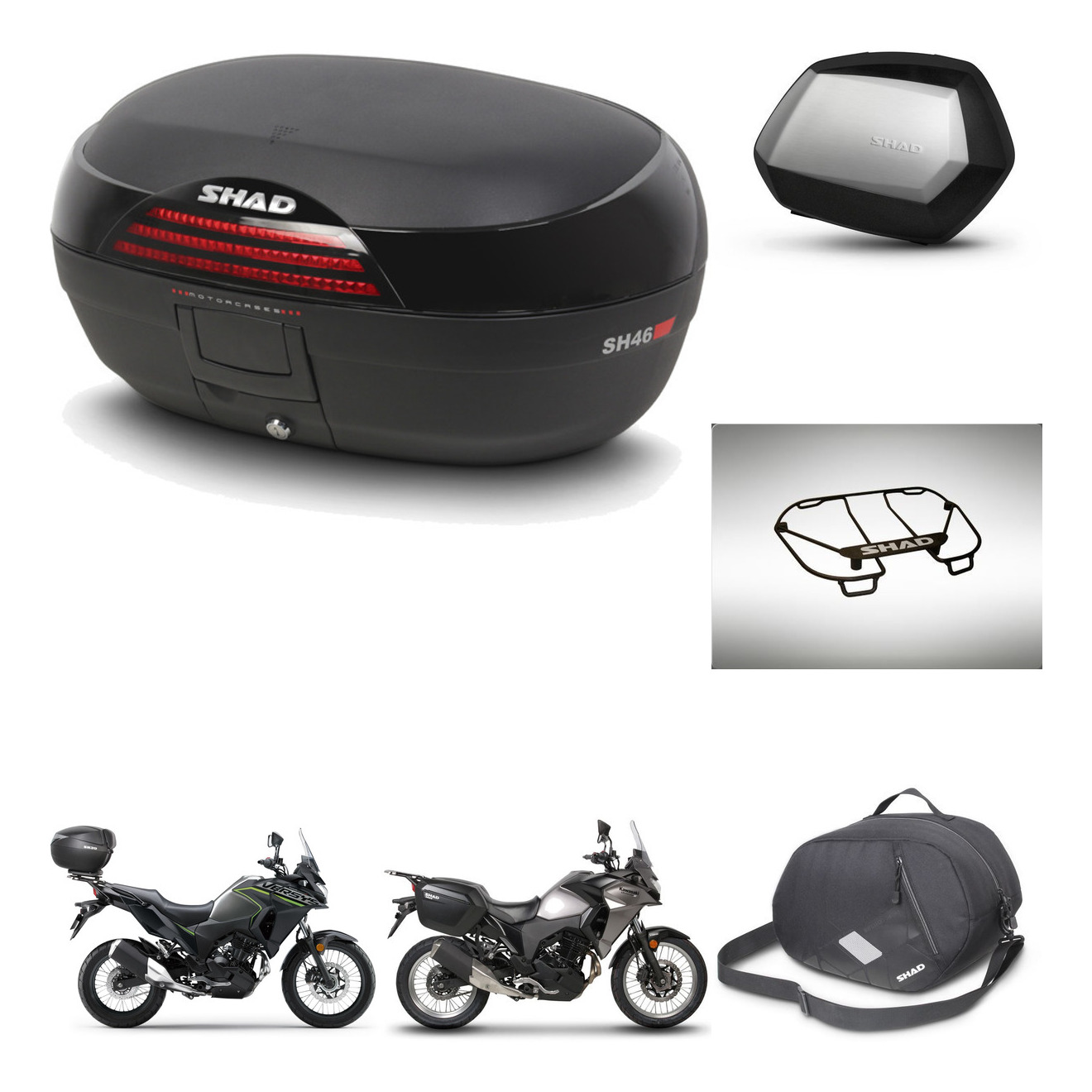 Maletas Laterales + Baul Trasero + Accesorios + Herraje 3P + Herraje Montaje Sh46 Sh 46 New Model Sc Sh35 Premium KIT-268251