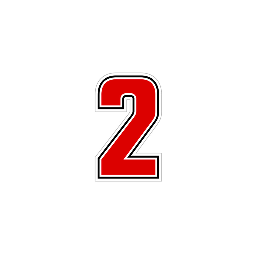 Número “2” Sic Rojo H 6,3 cm