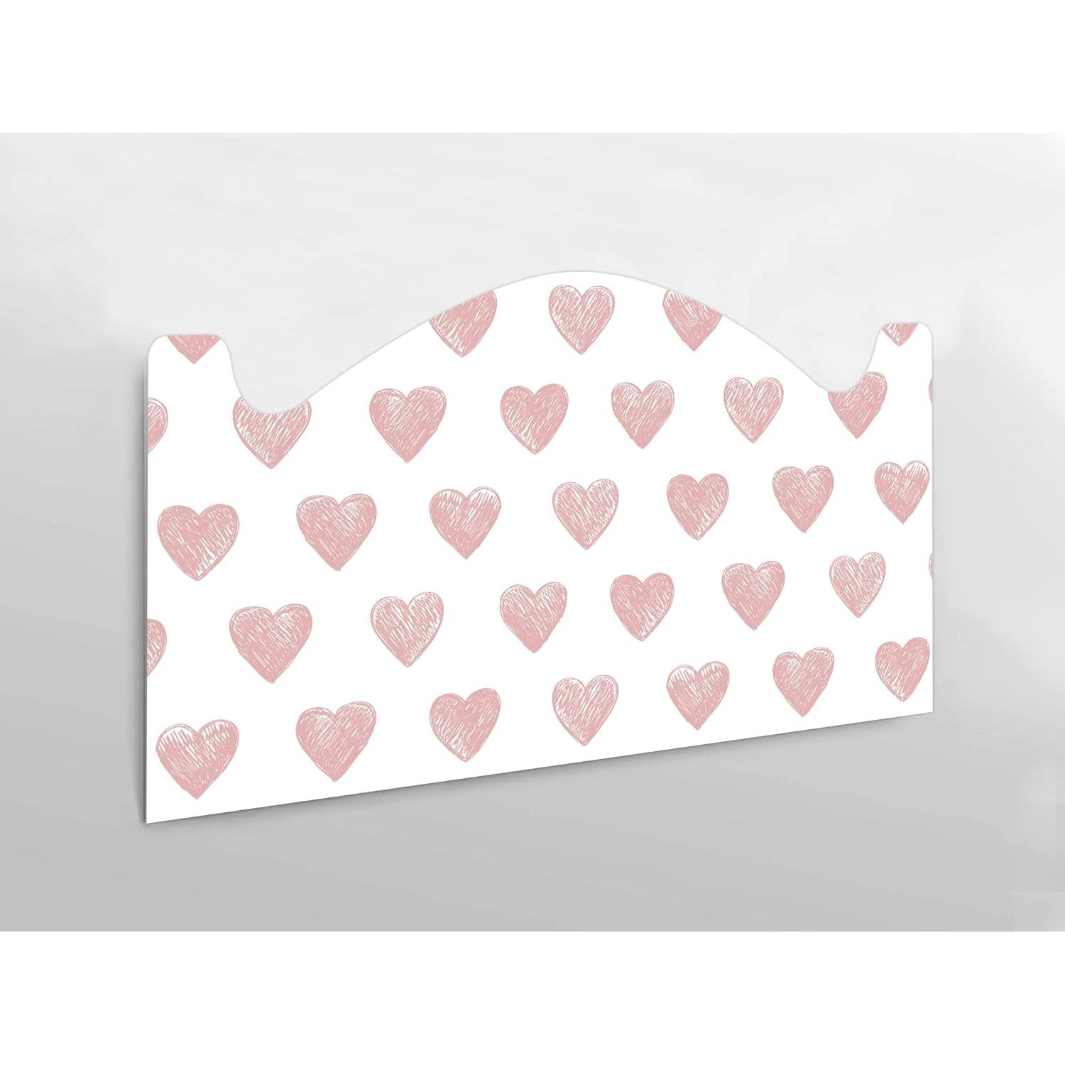 Oedim Cabecero Cama Infantil PVC Impresión Digital Corazones Fondo Blanco | 115 x 60 cm | Disponible en Varias Medidas | Cabecero Ligero, Elegante, Resistente y Económico