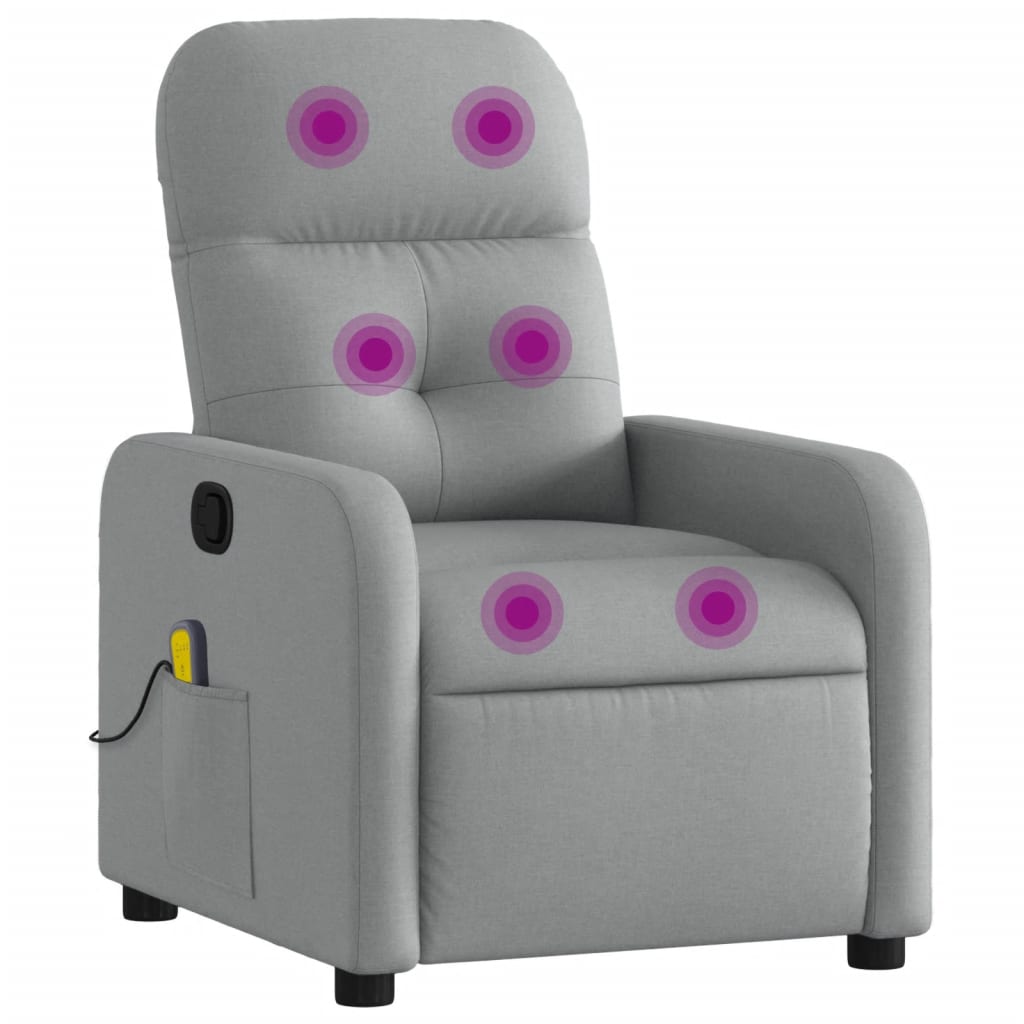 Vidaxl Sillón de Masaje Reclinable de Tela Gris Claro