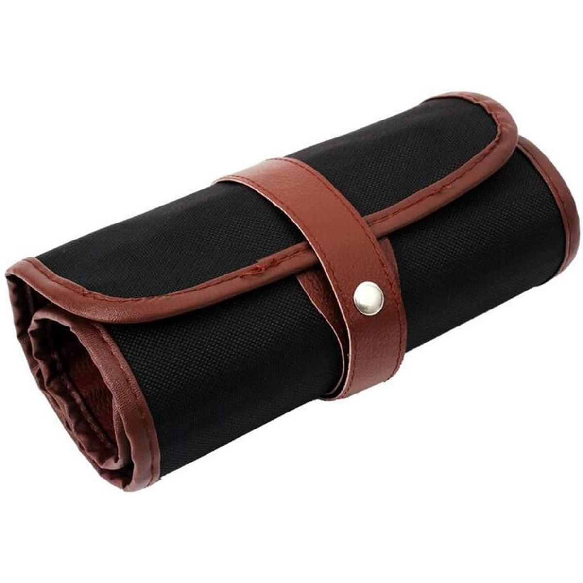 1 estuche enrollable de lona de 24 compartimentos para lápices, estuche enrollable para lápices, organizador enrollable para bolígrafos, portalápices enrollable, estuche enrollable para lápices de carbón para pintar, color negro.