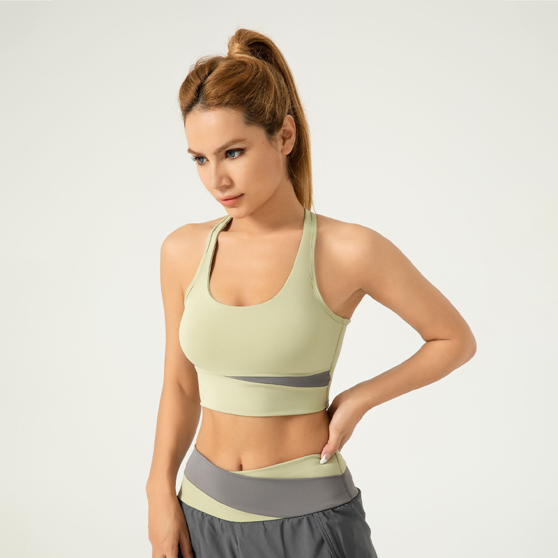 OmHome Sujetador deportivo empalmado para mujer, chaleco de fitness push-up a prueba de golpes de alta resistencia
