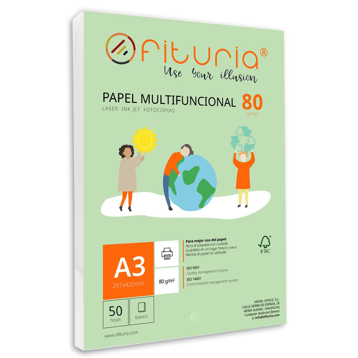 Paquete de folios A3 de gramaje varible con Variables Cantidades de Hojas Blancas, Papel Multifuncional para Uso Escolar y Entornos Laborales. Ideal con impresoras láser, de inyección o fotocopiadoras - Ofituria