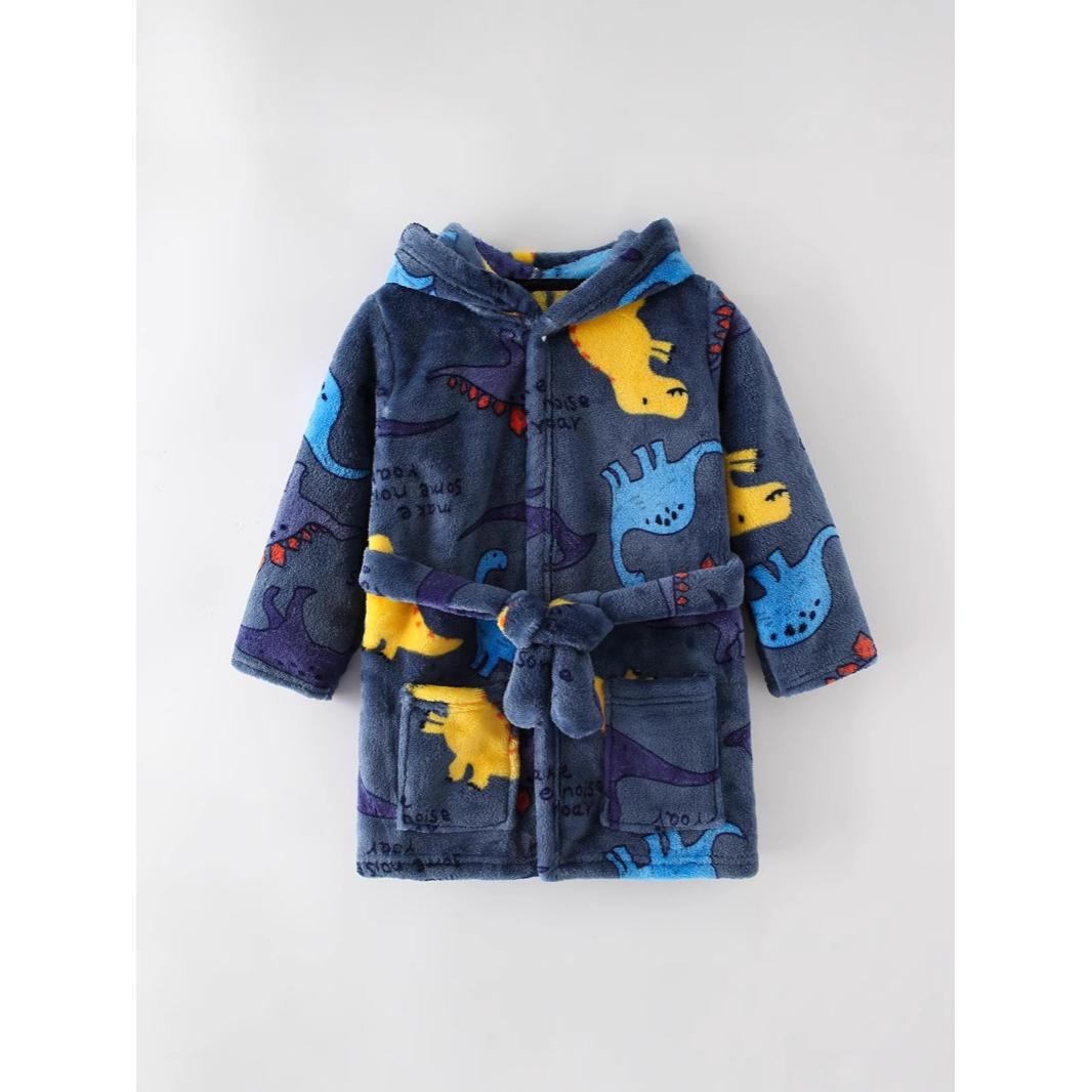 OmHO Bata con estampado de dibujos animados, ropa de dormir para niños y niños, invierno y juguete