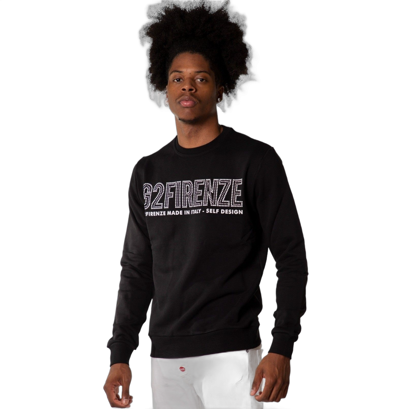 Sudadera G2 Firenze Silver Studs Negro Hombre Moderno, Ropa casual 100% Algodón