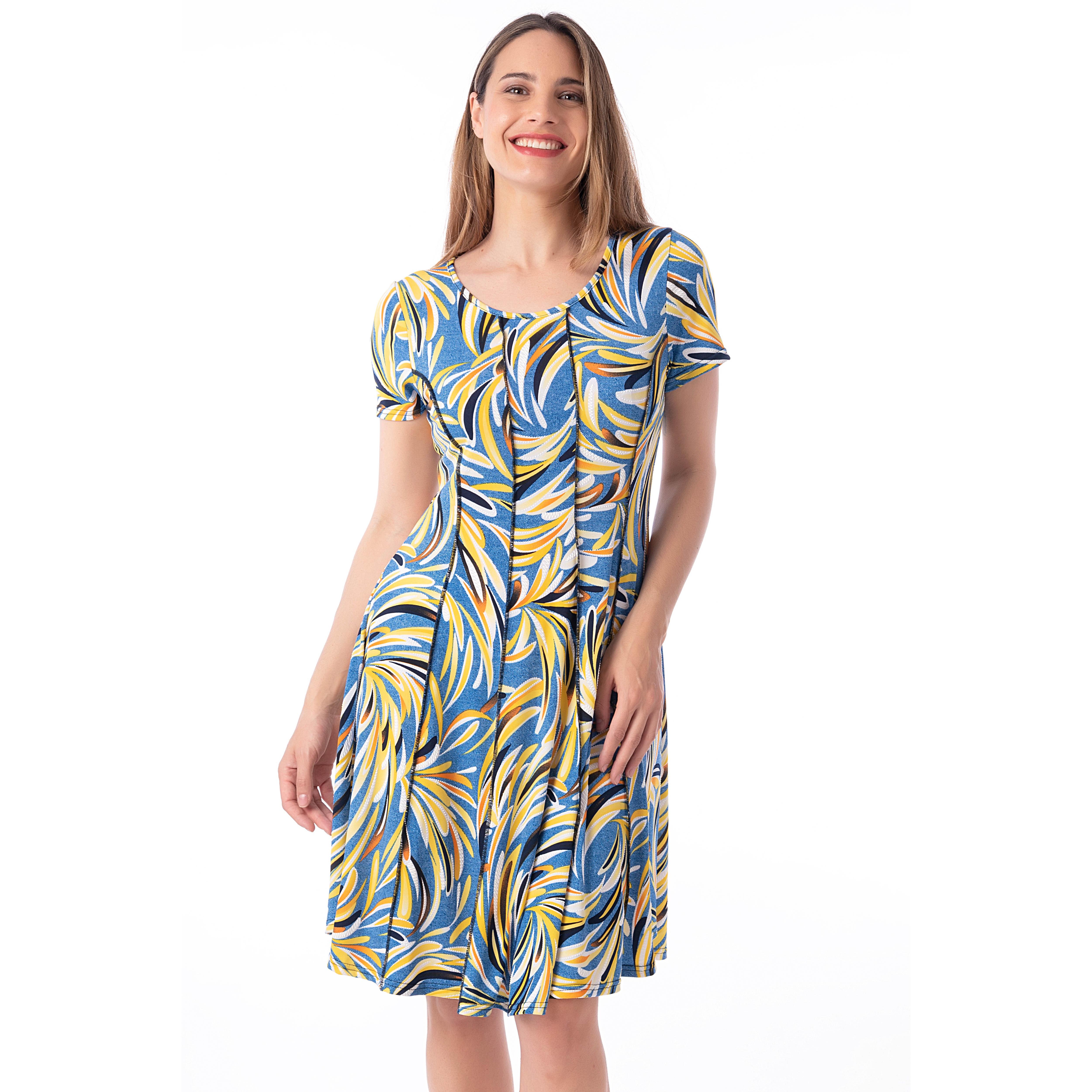 Vestido Mujer Manga Corta Cuello Redondo con Vistas- Masquenada